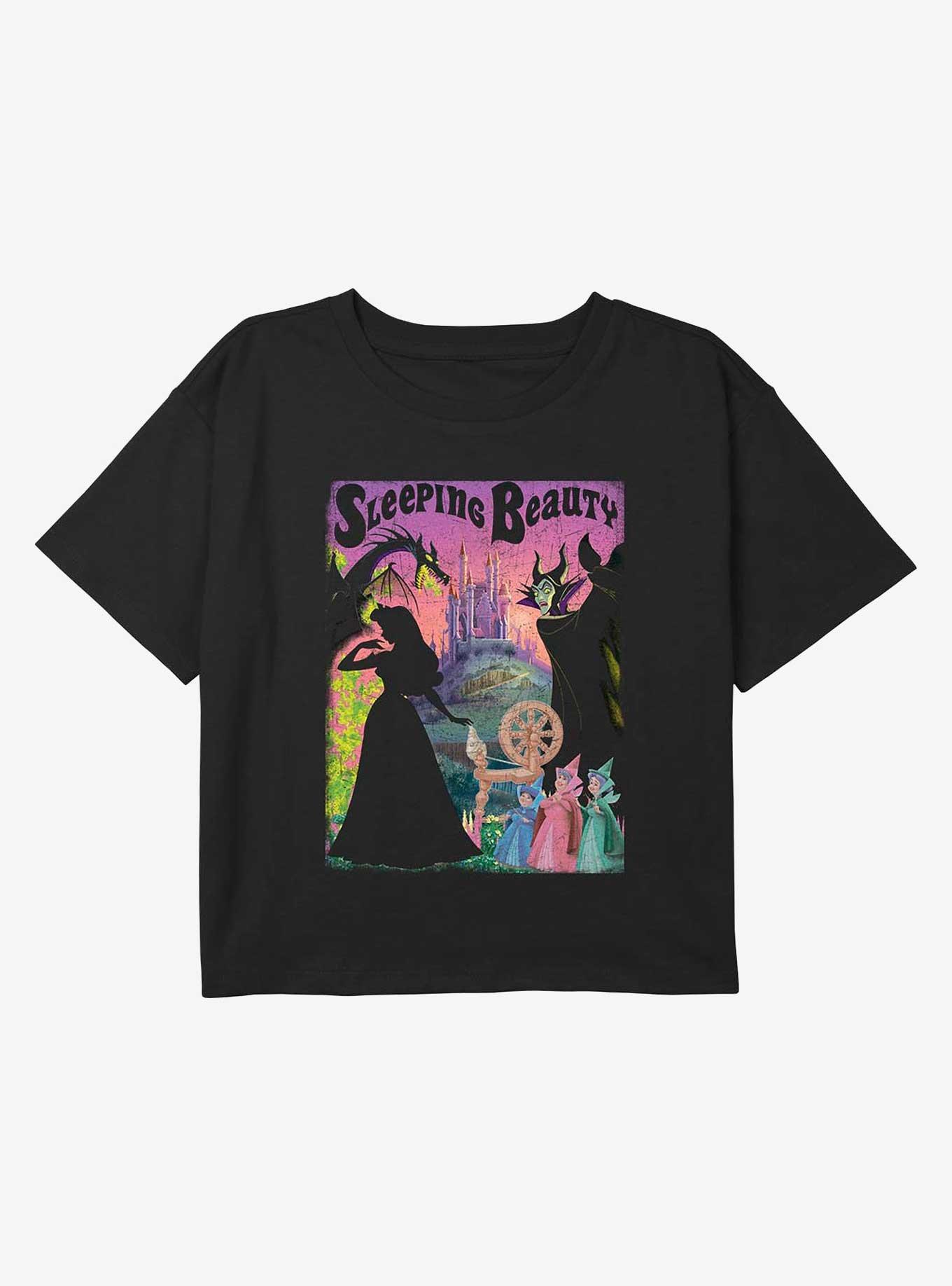 Disney Sleeping Beauty Poster Youth Girls Boxy Crop T-Shirt, , hi-res