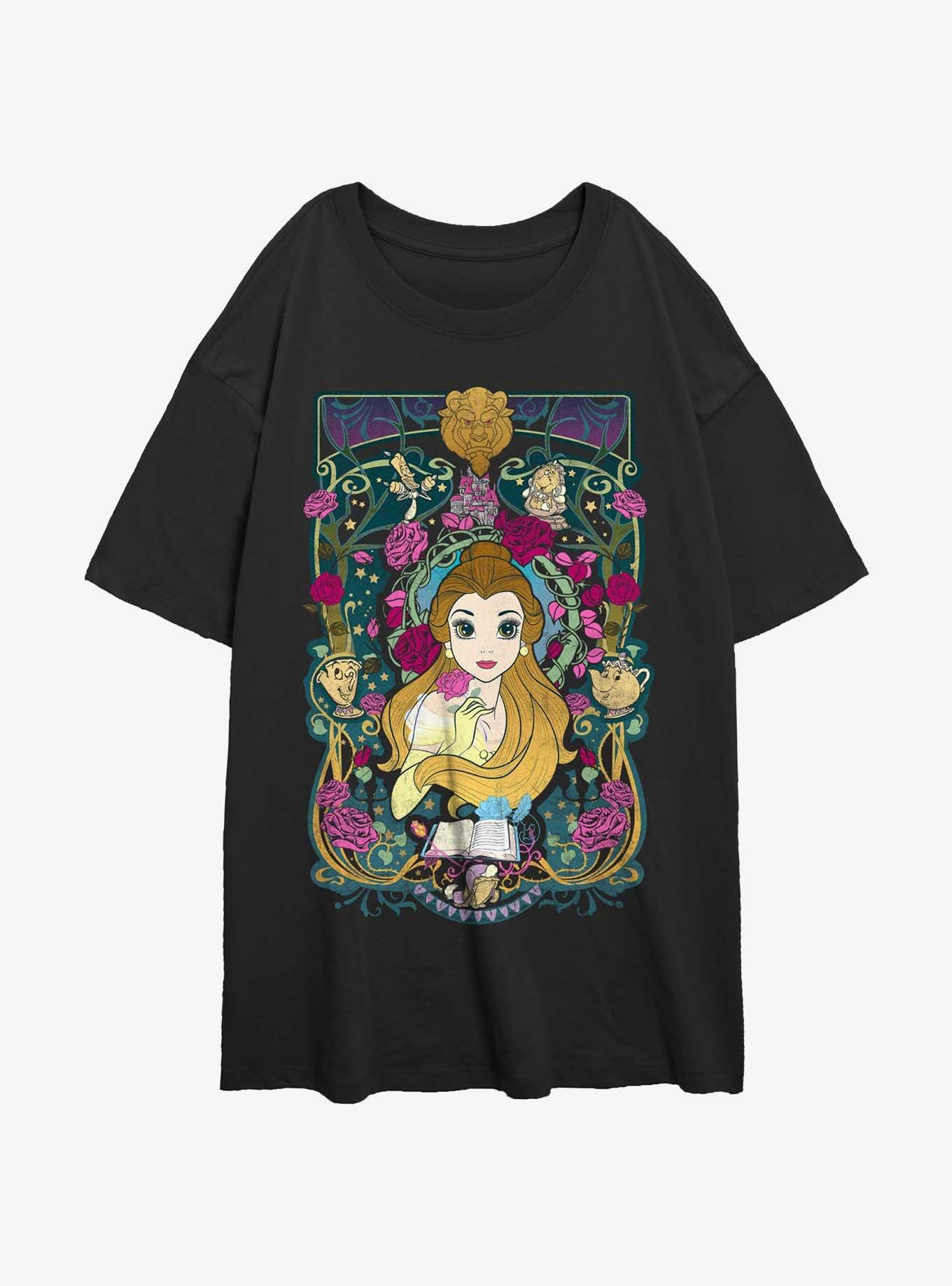 Disney Beauty and the Beast Belle Flowers Womens Oversized T-Shirt, , hi-res