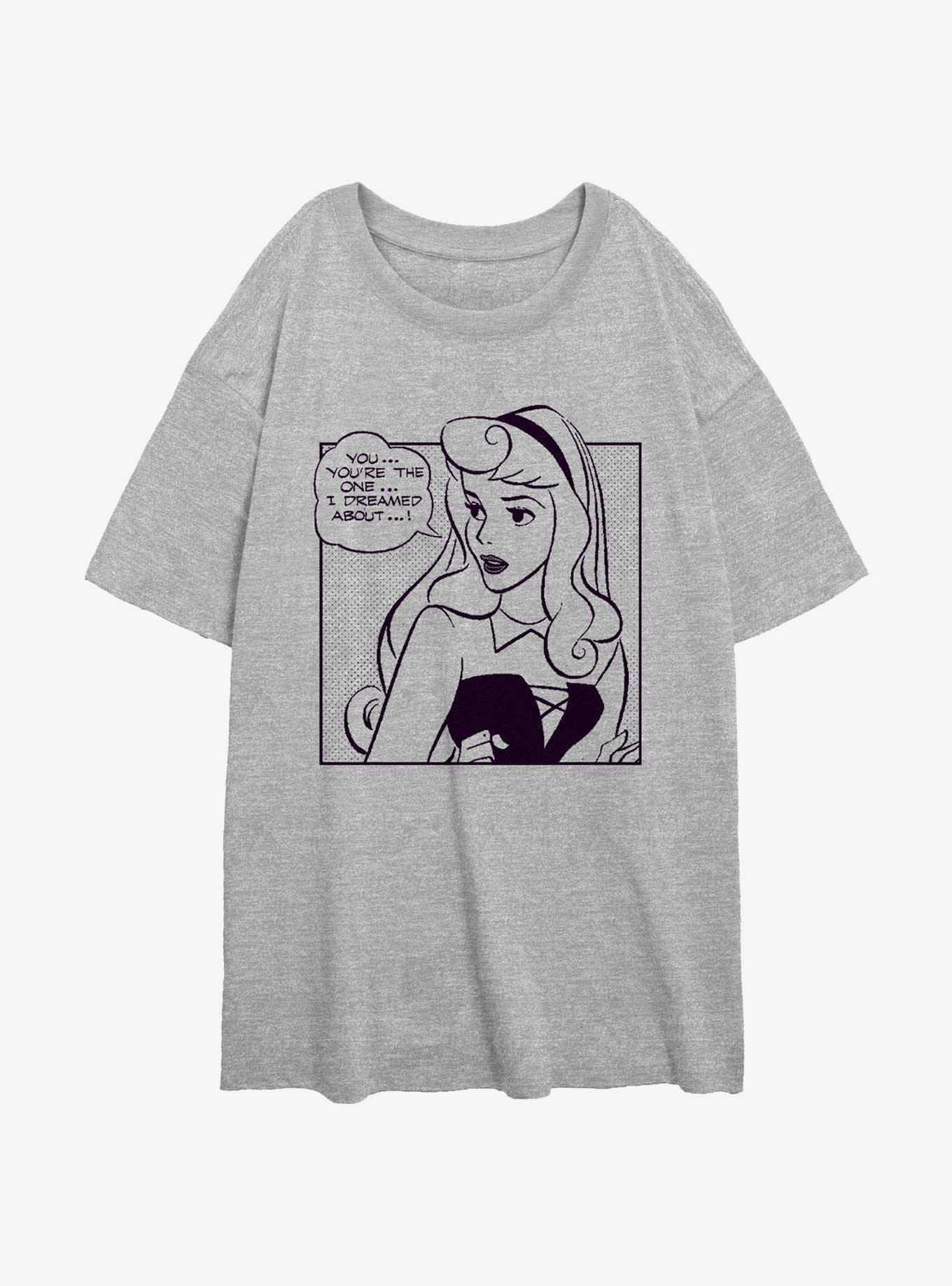 Disney Sleeping Beauty Aurora Comic Womens Oversized T-Shirt, ATH HTR, hi-res