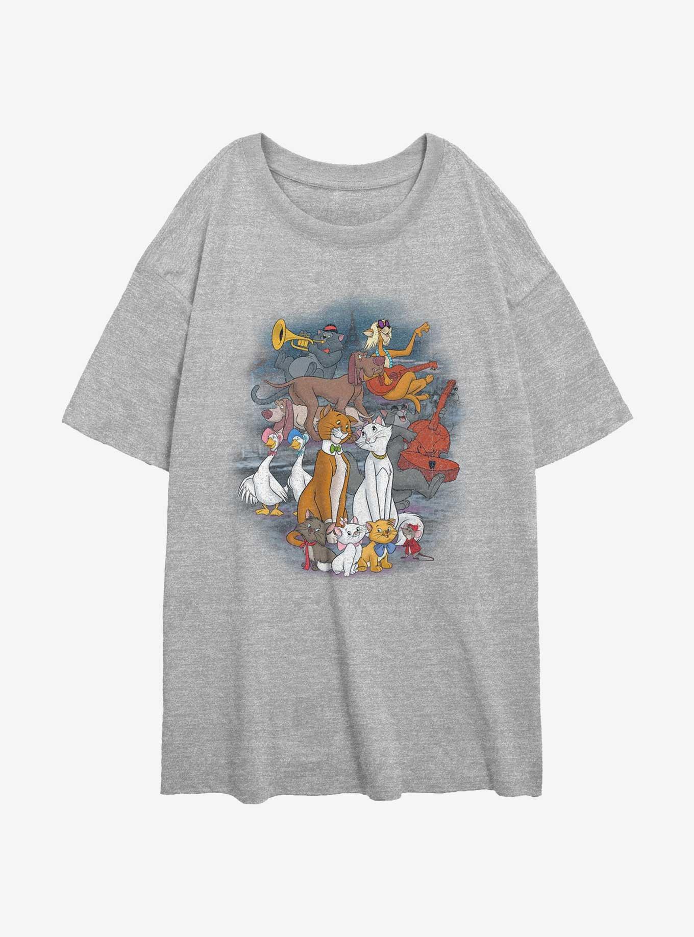 Disney The AristoCats Family Portrait Womens Oversized T-Shirt, ATH HTR, hi-res