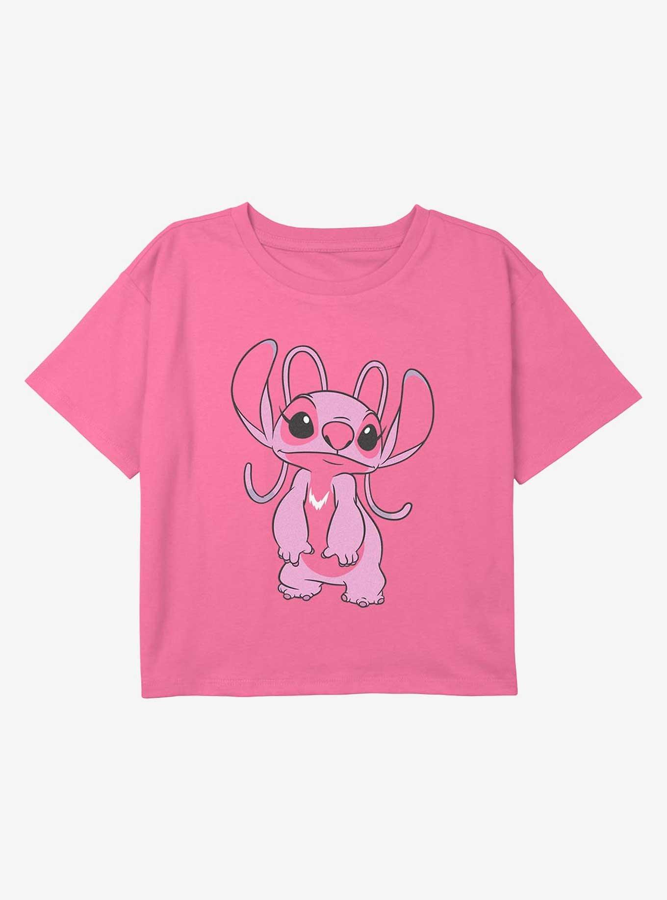 Disney Lilo & Stitch Big Angel Youth Girls Boxy Crop T-Shirt, PINK, hi-res