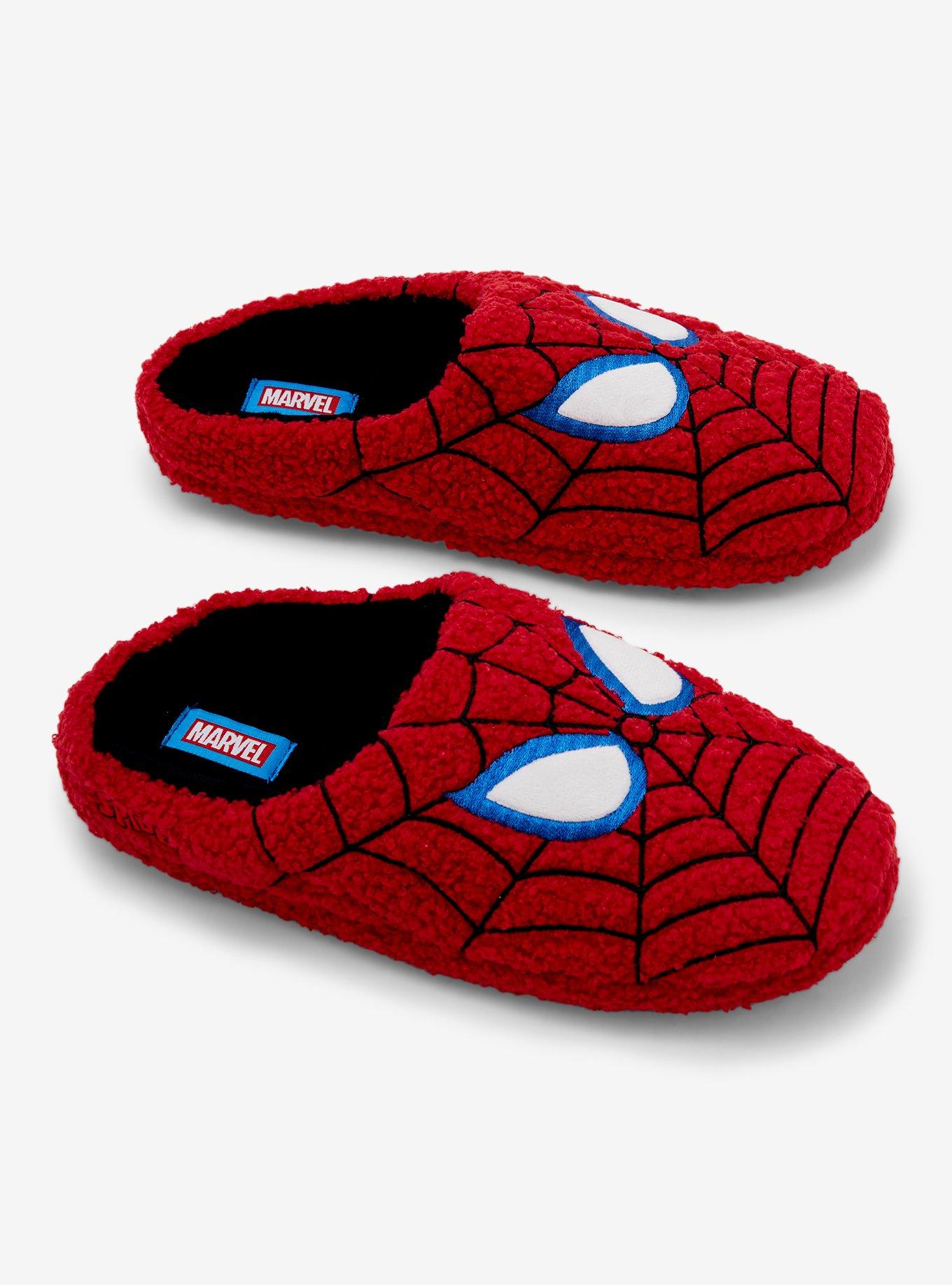 Marvel Spider-Man Mask Men's Sherpa Slippers — BoxLunch Exclusive, , hi-res