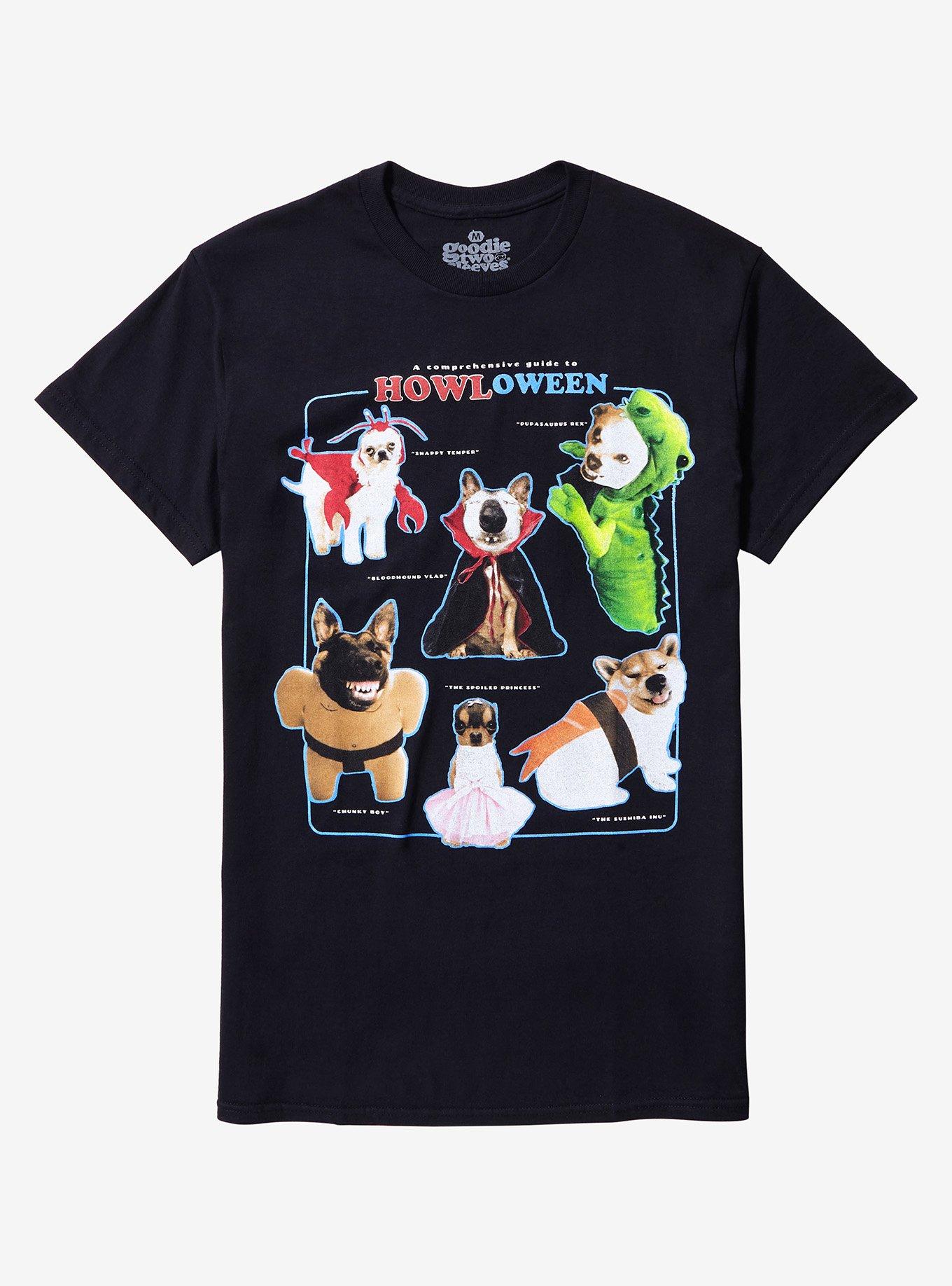 Guide to Howloween Dog Chart T-Shirt, BLACK, hi-res