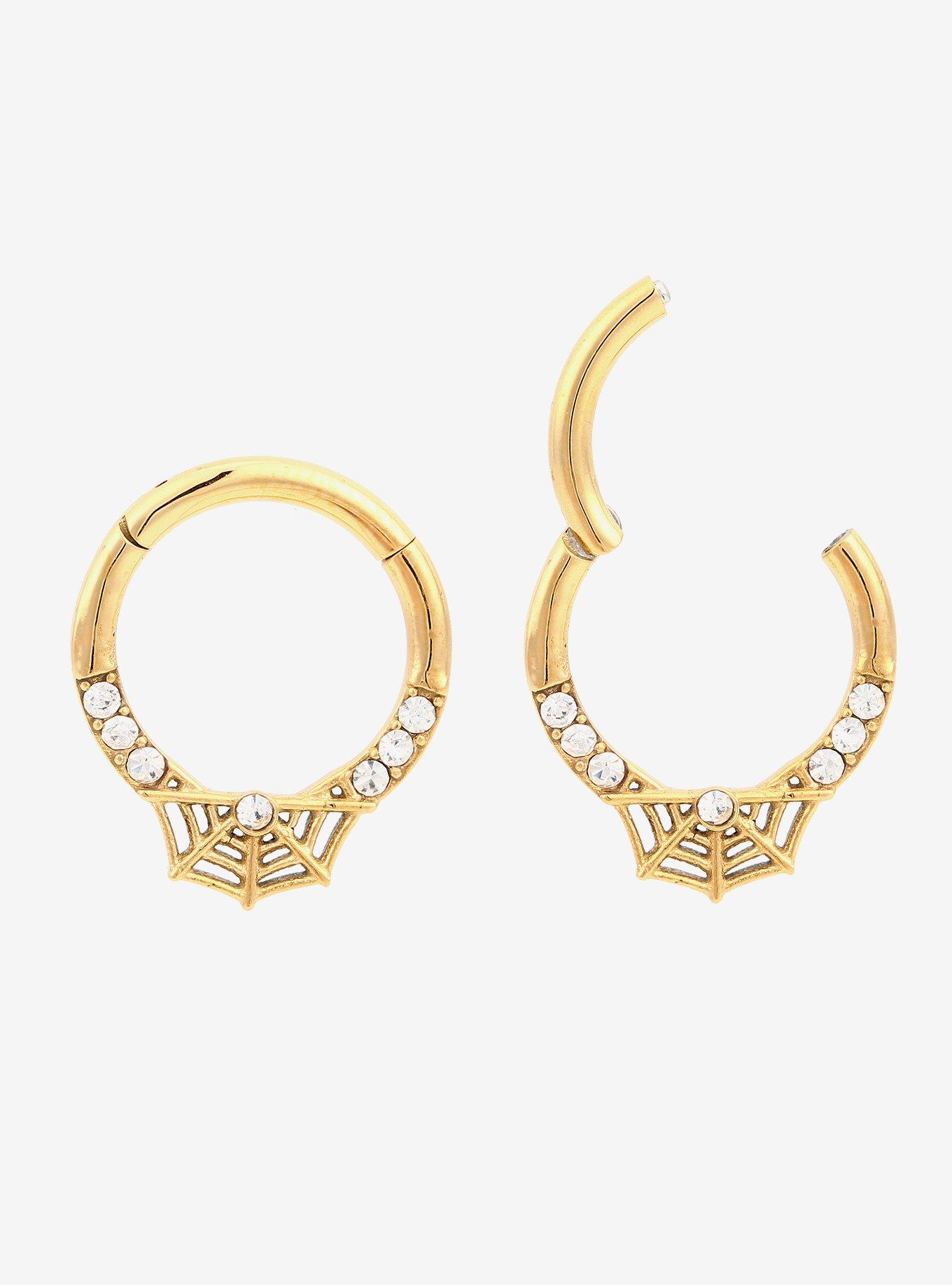 Steel Gold Spiderweb Hinged Clicker, MULTI, hi-res