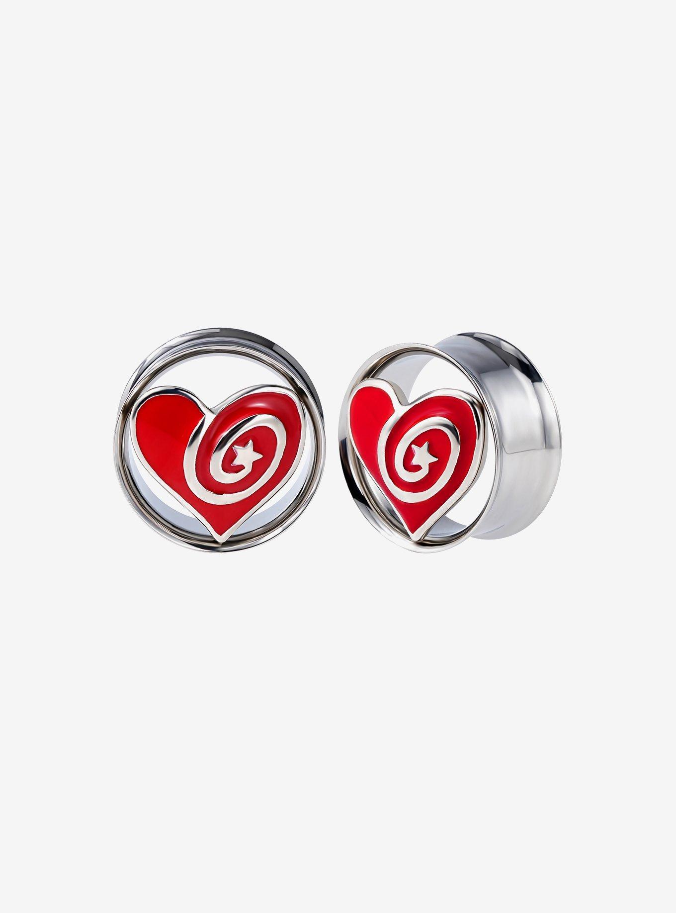 Steel Spiral Heart Tunnel Plug 2 Pack, , hi-res
