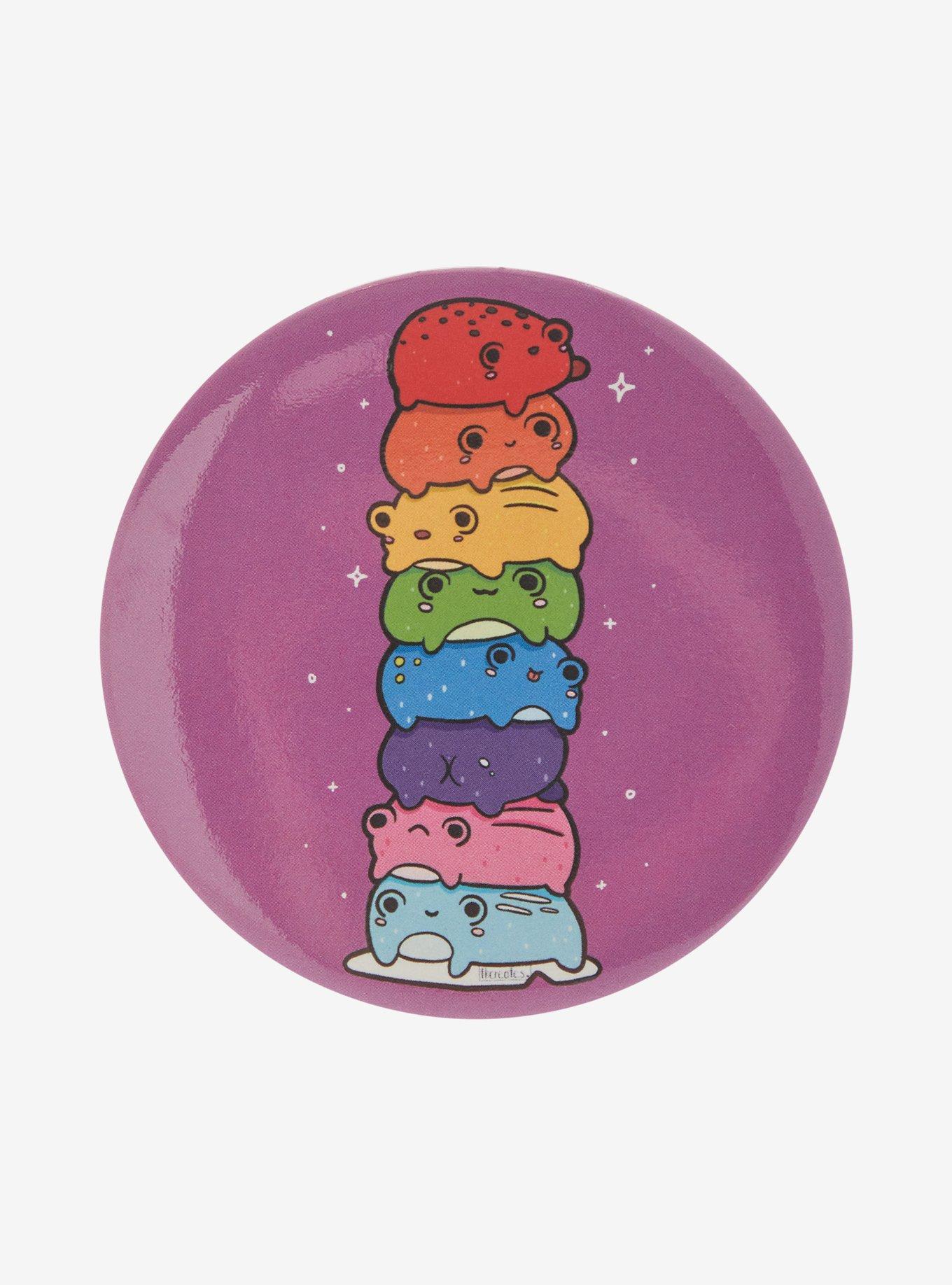 Rainbow Frog Stack 3 Inch Button By TKcreates, , hi-res