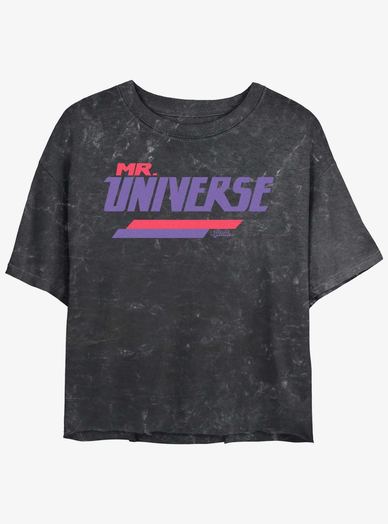 Steven Universe Mr. Universe Mineral Wash Girls Crop T-Shirt, BLACK, hi-res