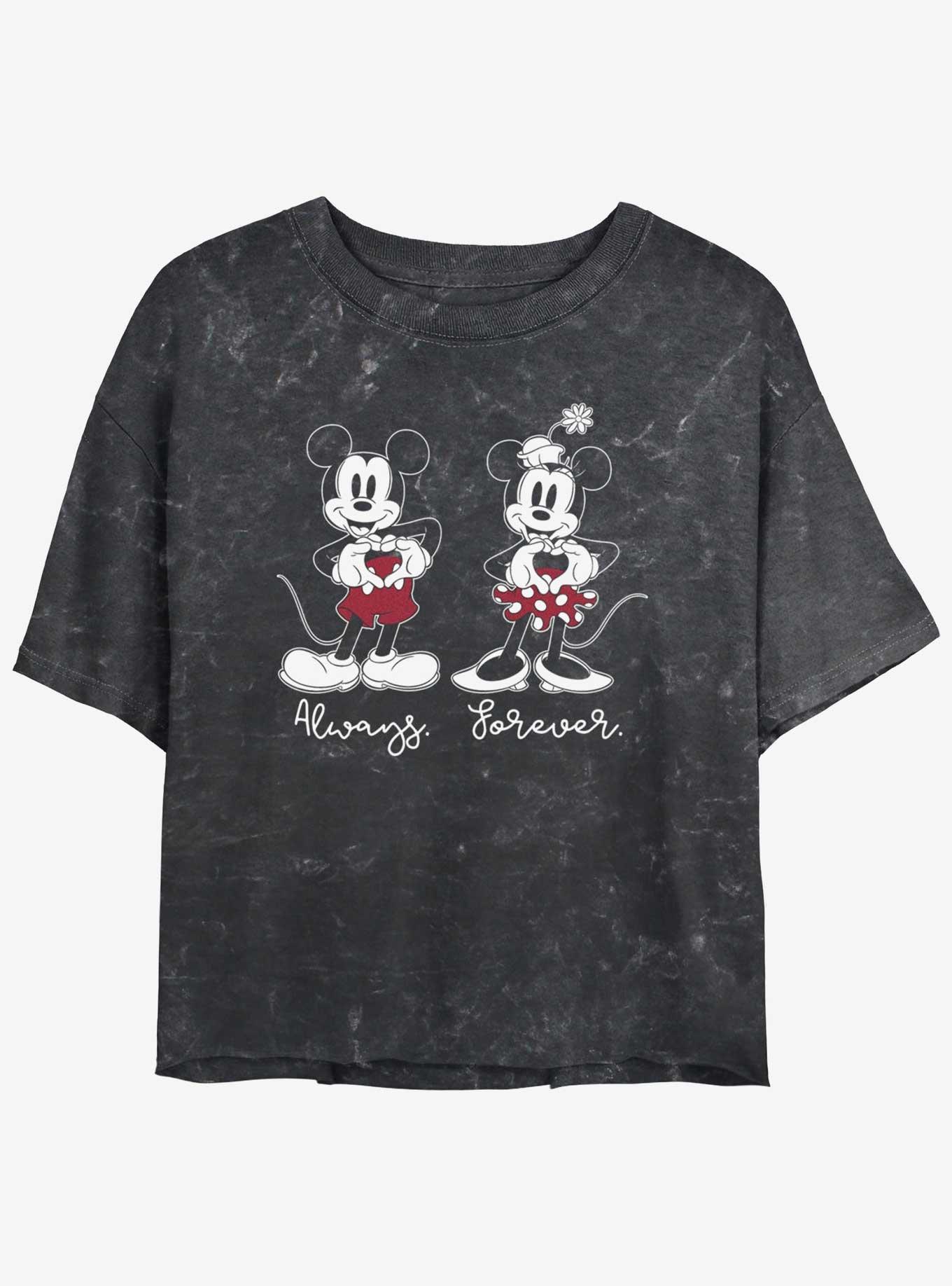 Disney Mickey Mouse & Minnie Always Forever Mineral Wash Girls Crop T-Shirt