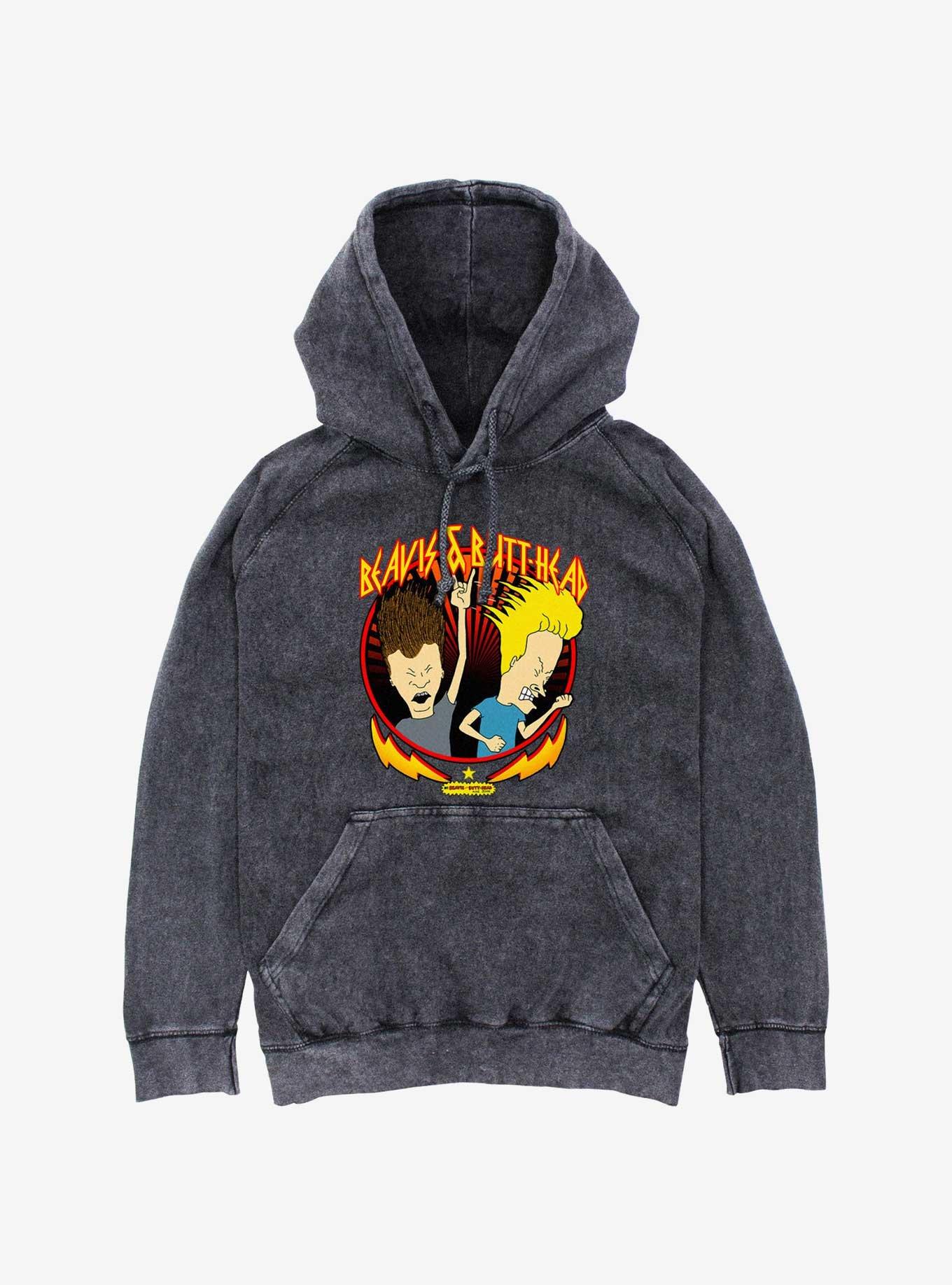 Beavis And Butthead Rock Heads Mineral Wash Hoodie, , hi-res