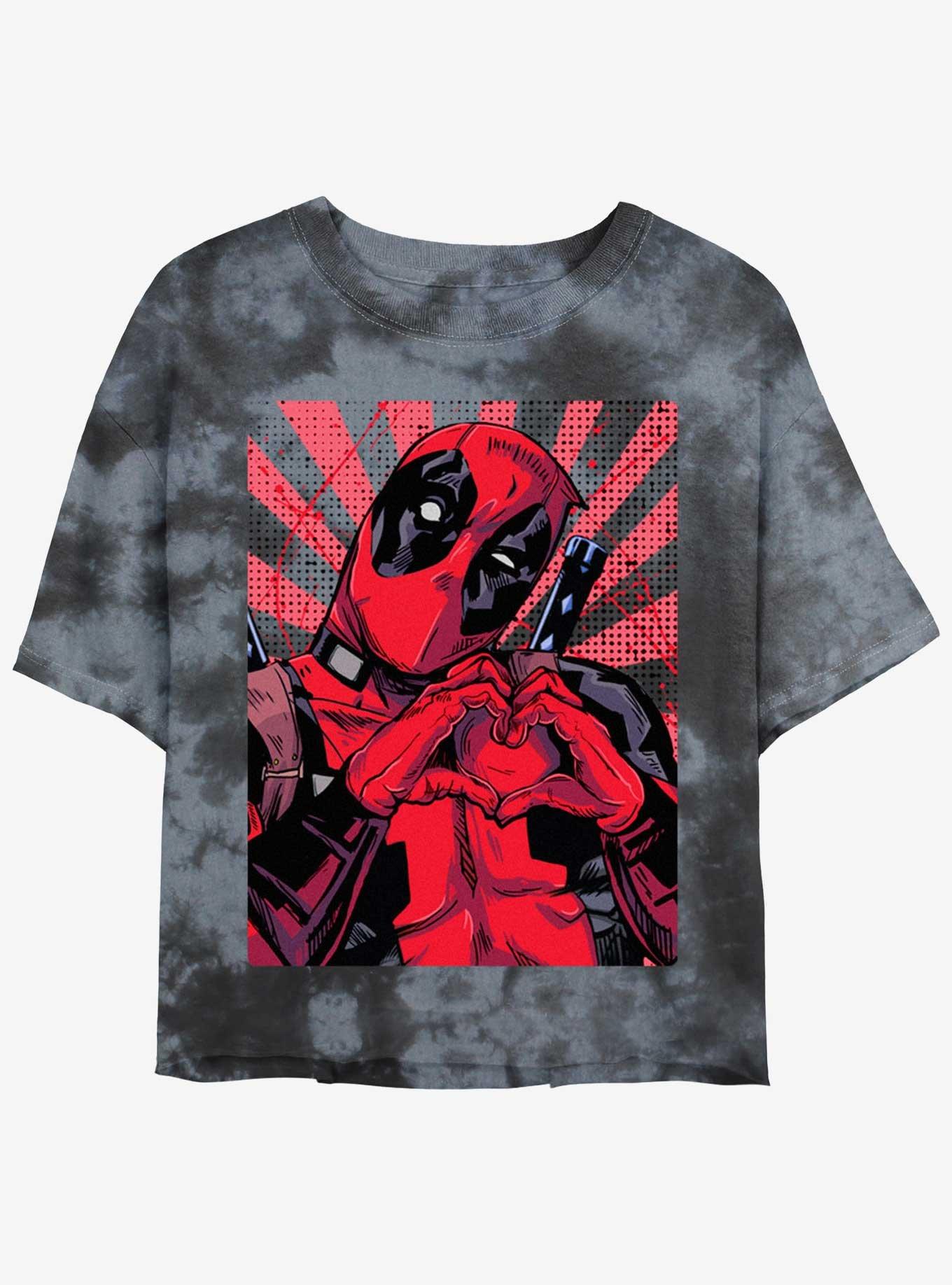 Marvel Deadpool Hand Heart Tie-Dye Girls Crop T-Shirt, , hi-res