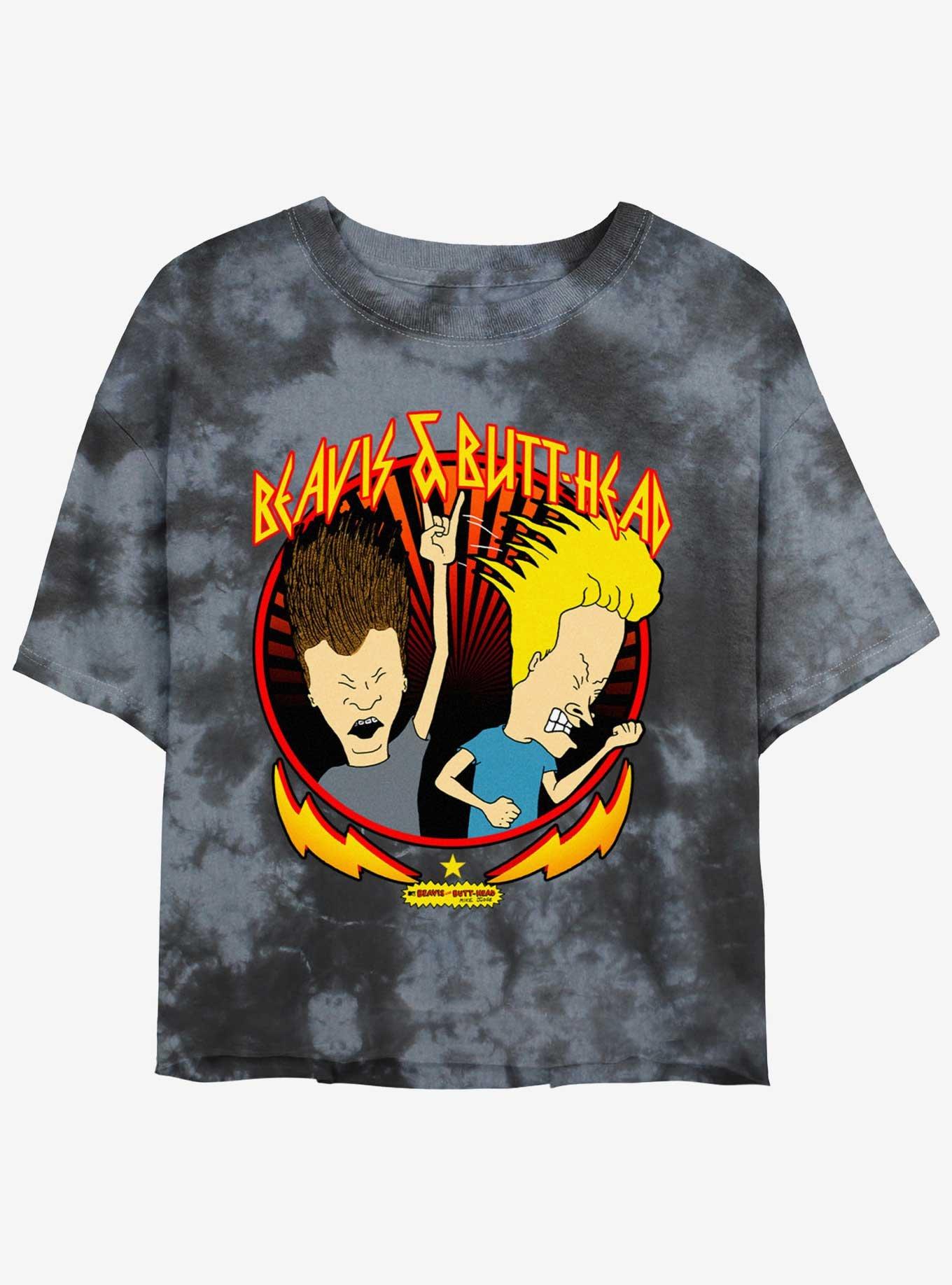 Beavis And Butthead Rock Heads Tie-Dye Girls Crop T-Shirt, , hi-res