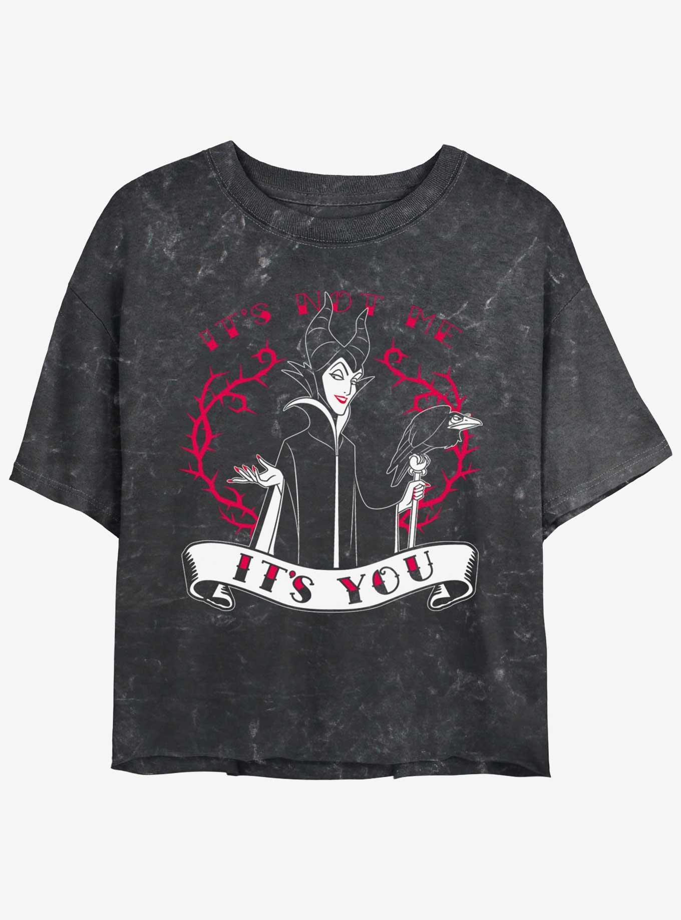 Disney Sleeping Beauty Maleficent It's You Mineral Wash Girls Crop T-Shirt, BLACK, hi-res