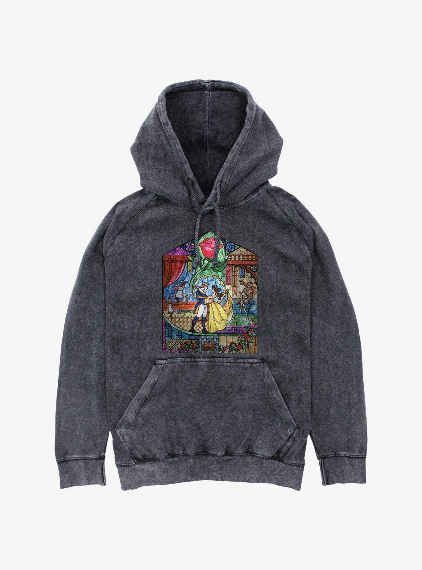 Disney Beauty And The Beast Stained Glass Mineral Wash Hoodie, , hi-res