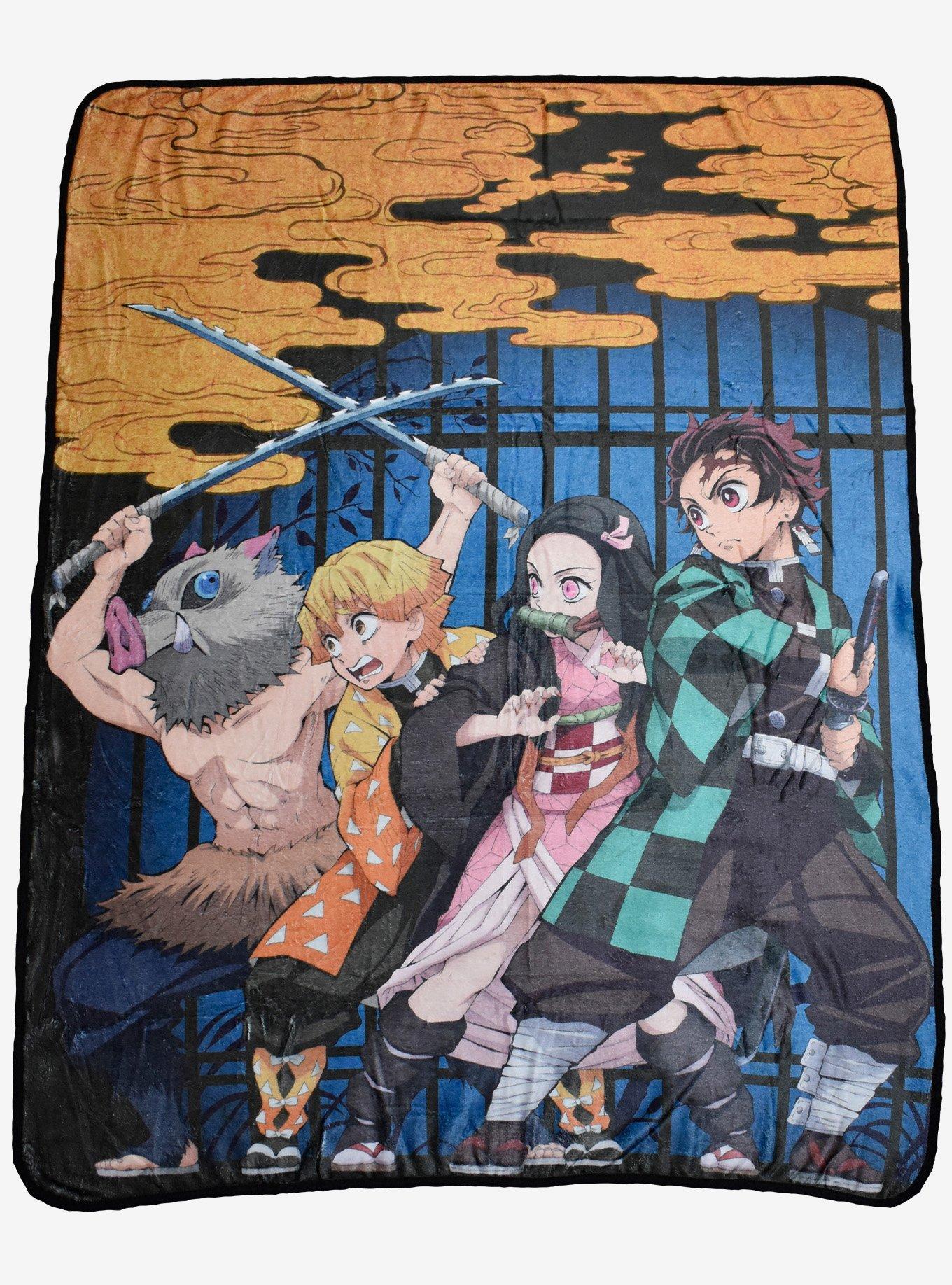 Demon Slayer: Kimetsu No Yaiba Digital Group Throw Blanket, , hi-res