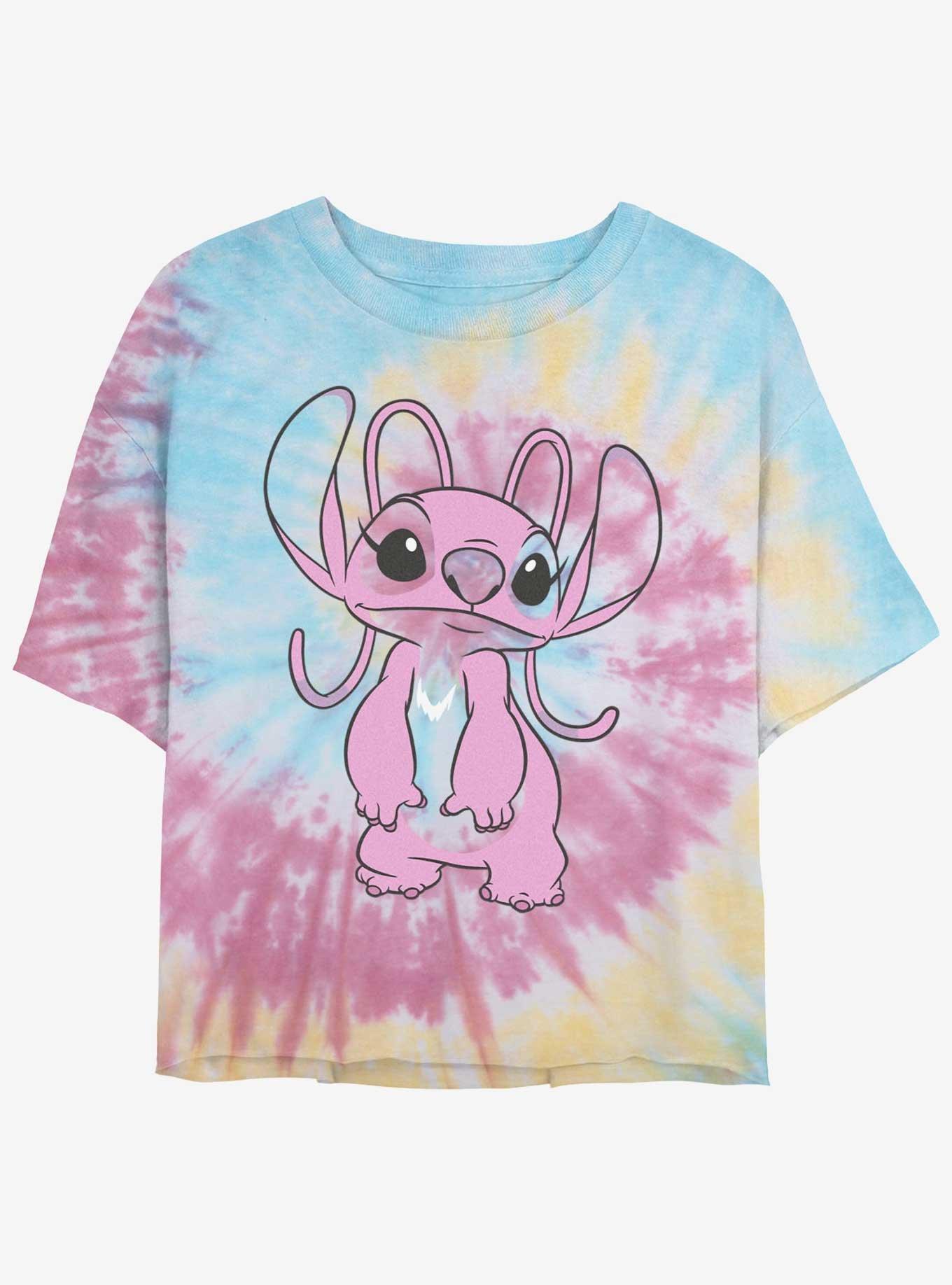 Disney Lilo & Stitch Big Angel Womens Tie-Dye Crop T-Shirt, BLUPNKLY, hi-res