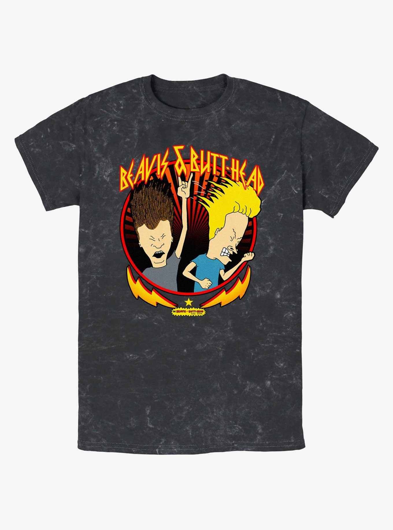 Beavis and Butt-Head Rock Heads Mineral Wash T-Shirt, BLACK, hi-res