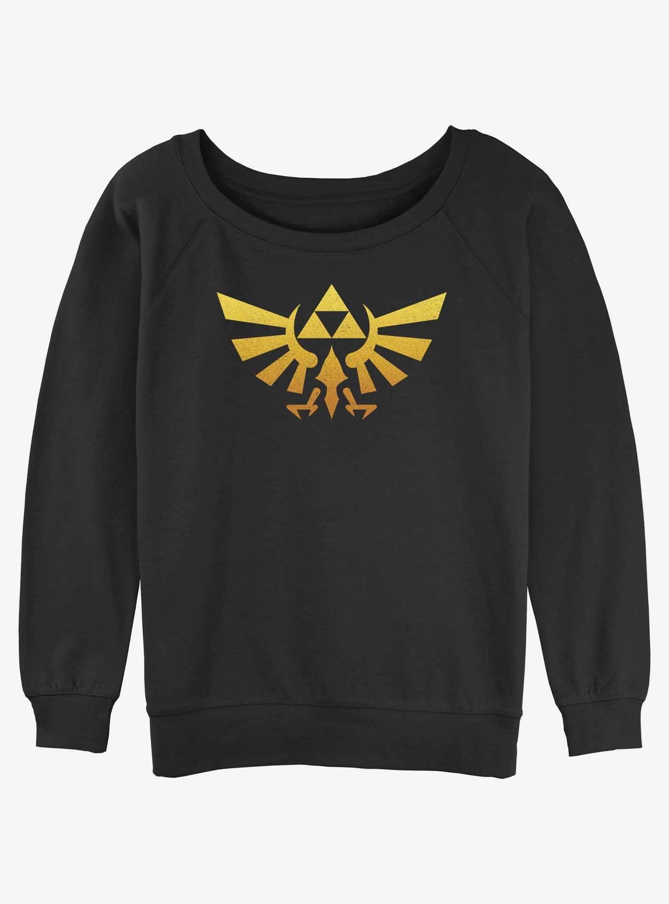 Nintendo Triforce Emblem Womens Slouchy Sweatshirt, BLACK, hi-res