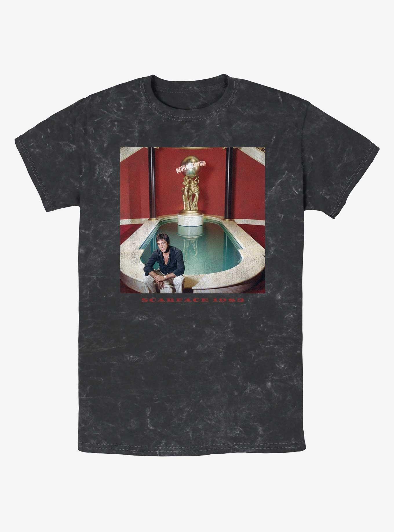 Scarface 1983 Fountain Portrait Mineral Wash T-Shirt, BLACK, hi-res