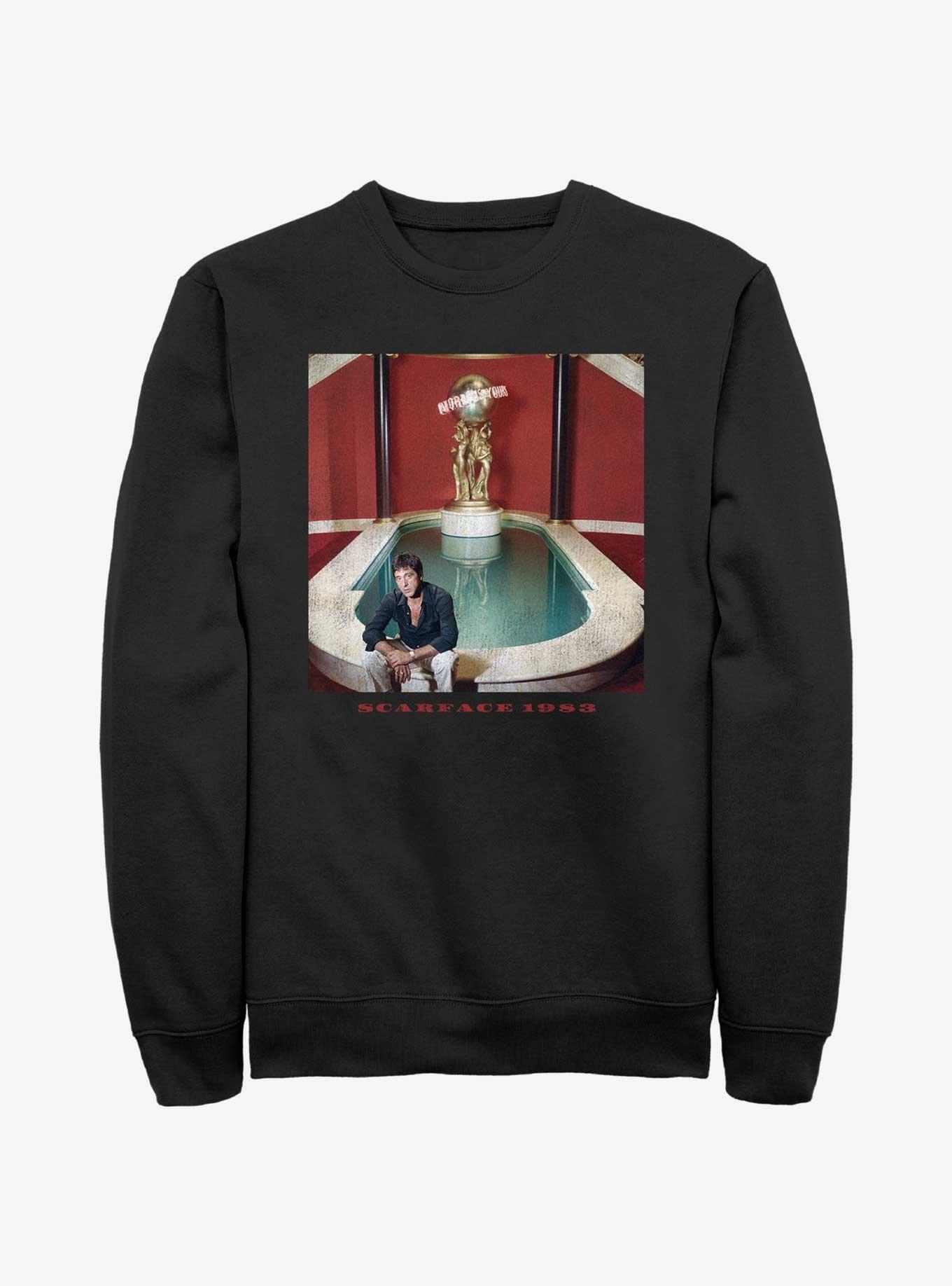 Scarface 1983 Fountain Portrait Sweatshirt, BLACK, hi-res