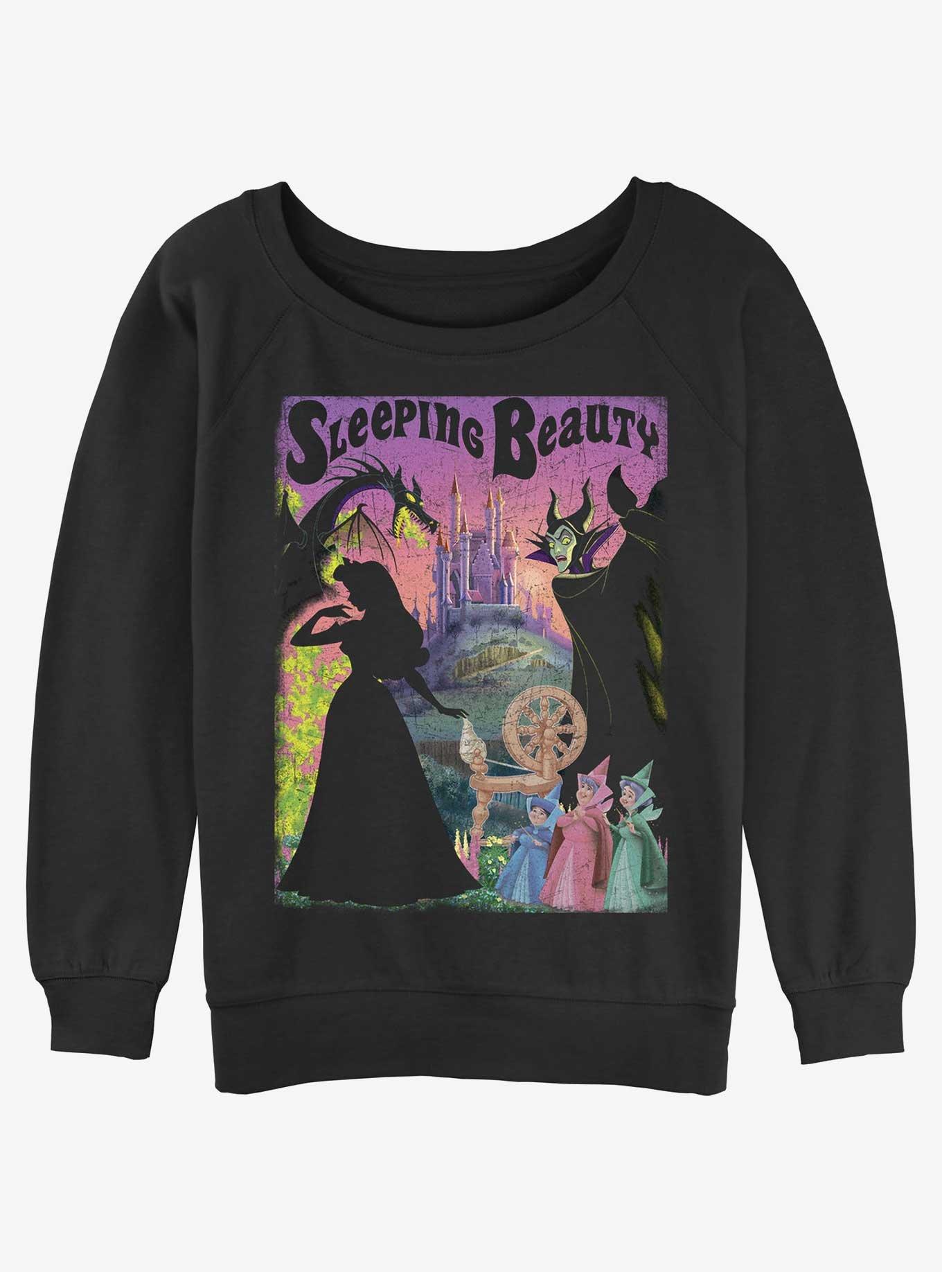 Disney Sleeping Beauty Poster Womens Slouchy Sweatshirt, BLACK, hi-res