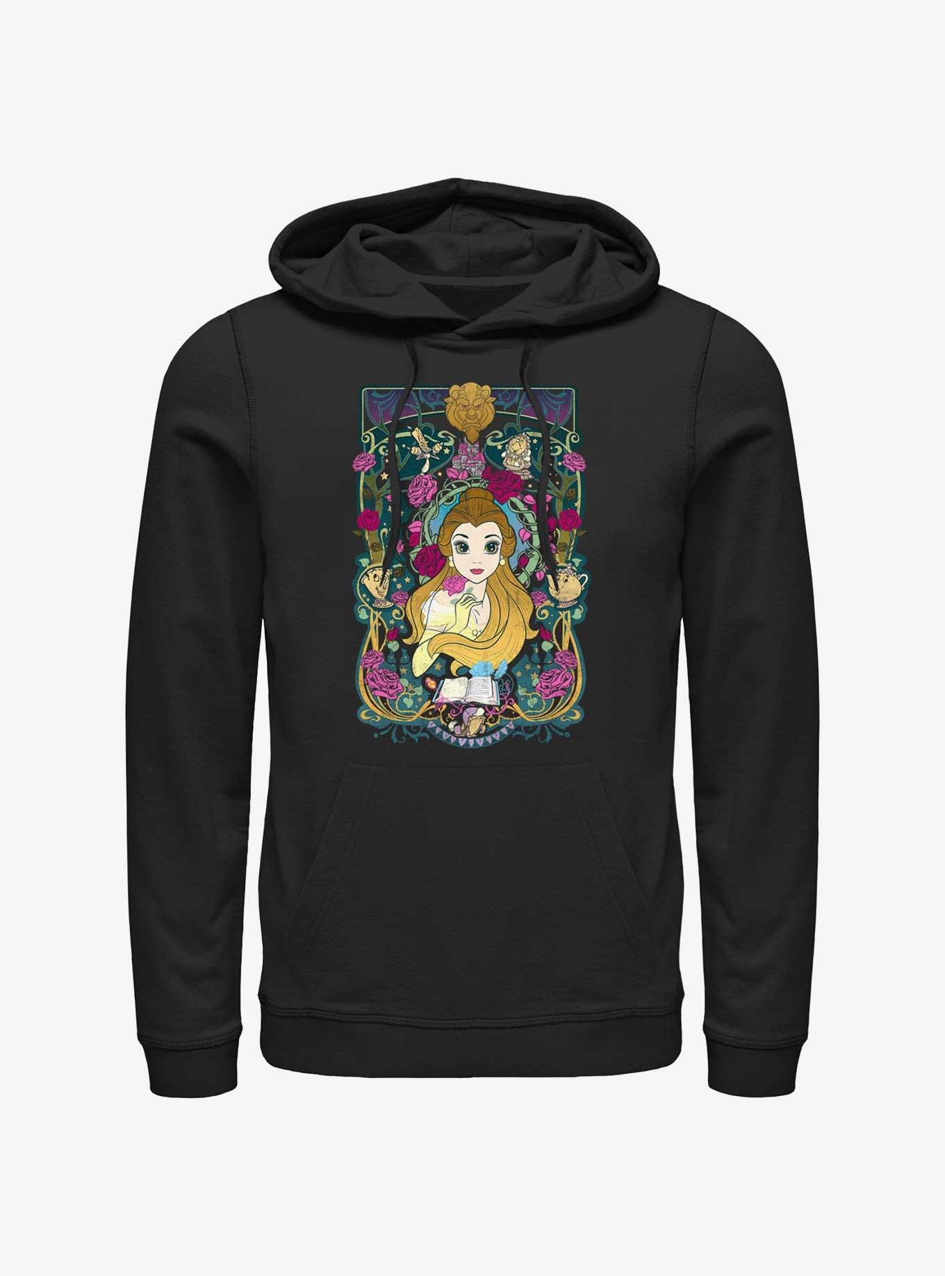 Disney Beauty and the Beast Belle Flowers Hoodie, BLACK, hi-res