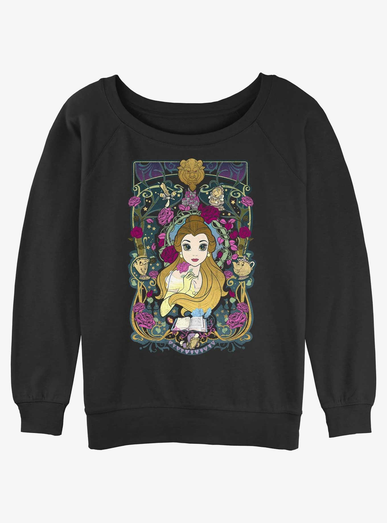 Disney Beauty and the Beast Belle Flowers Womens Slouchy Sweatshirt