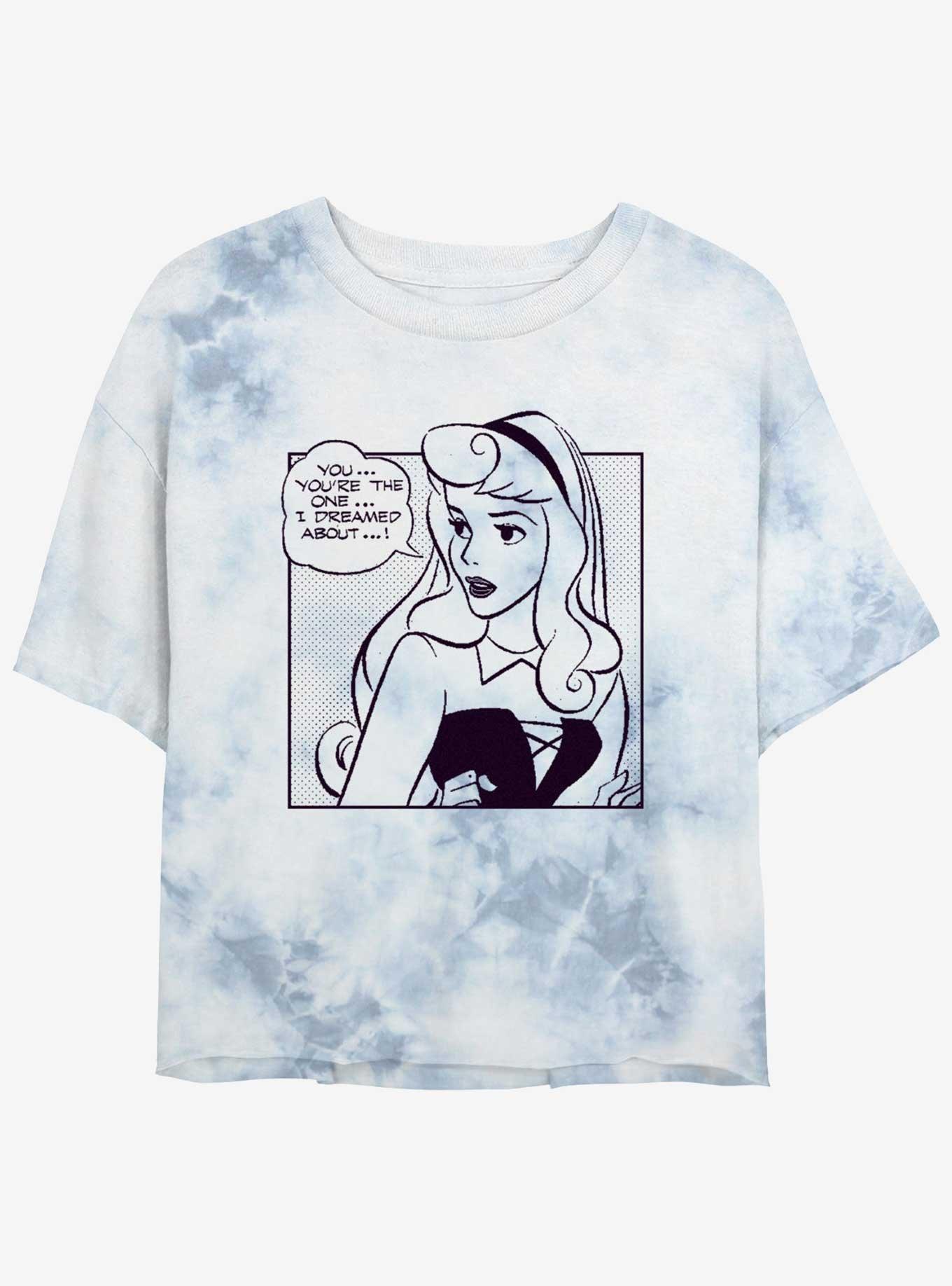 Disney Sleeping Beauty Aurora Comic Womens Tie-Dye Crop T-Shirt, , hi-res