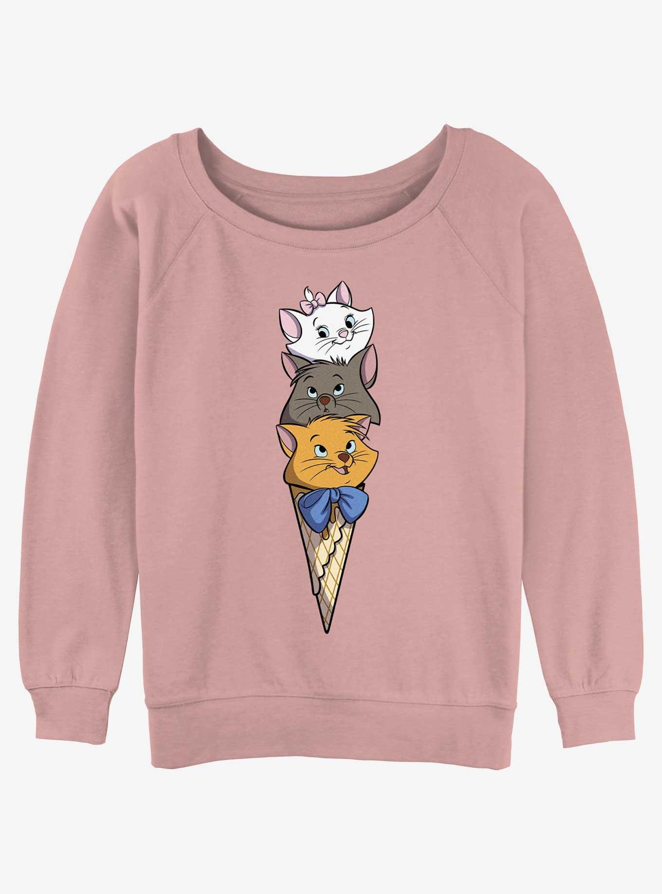 Disney The AristoCats Kitten Ice Cream Womens Slouchy Sweatshirt, DESERTPNK, hi-res