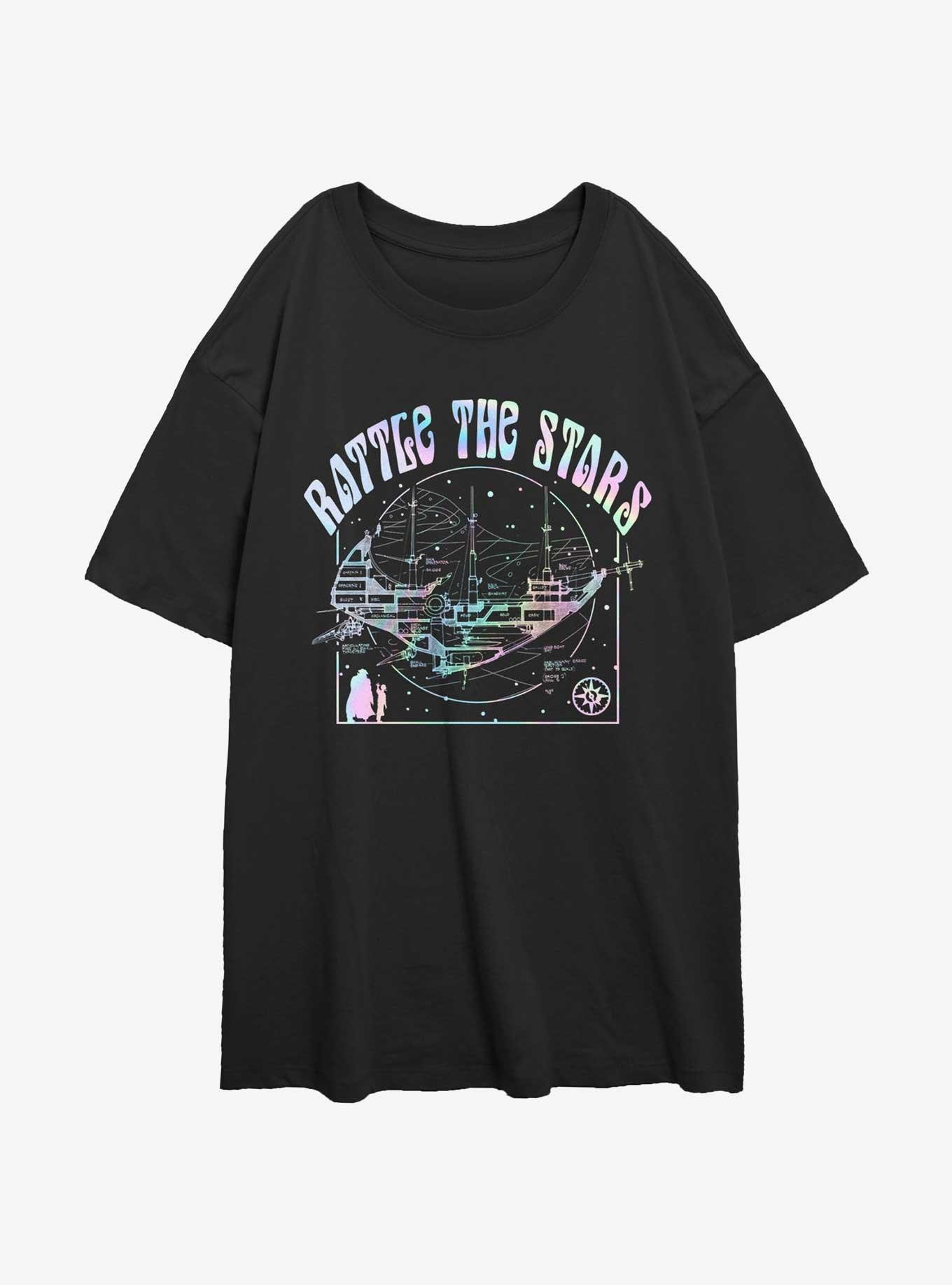 Disney Treasure Planet Rattle The Stars Womens Oversized T-Shirt, BLACK, hi-res