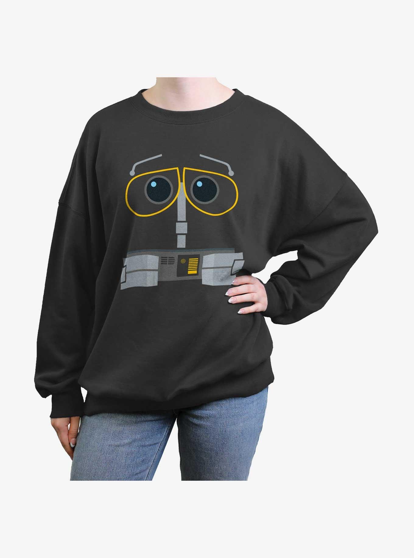 Disney Pixar WALL-E Robot Face Womens Oversized Sweatshirt, CHARCOAL, hi-res