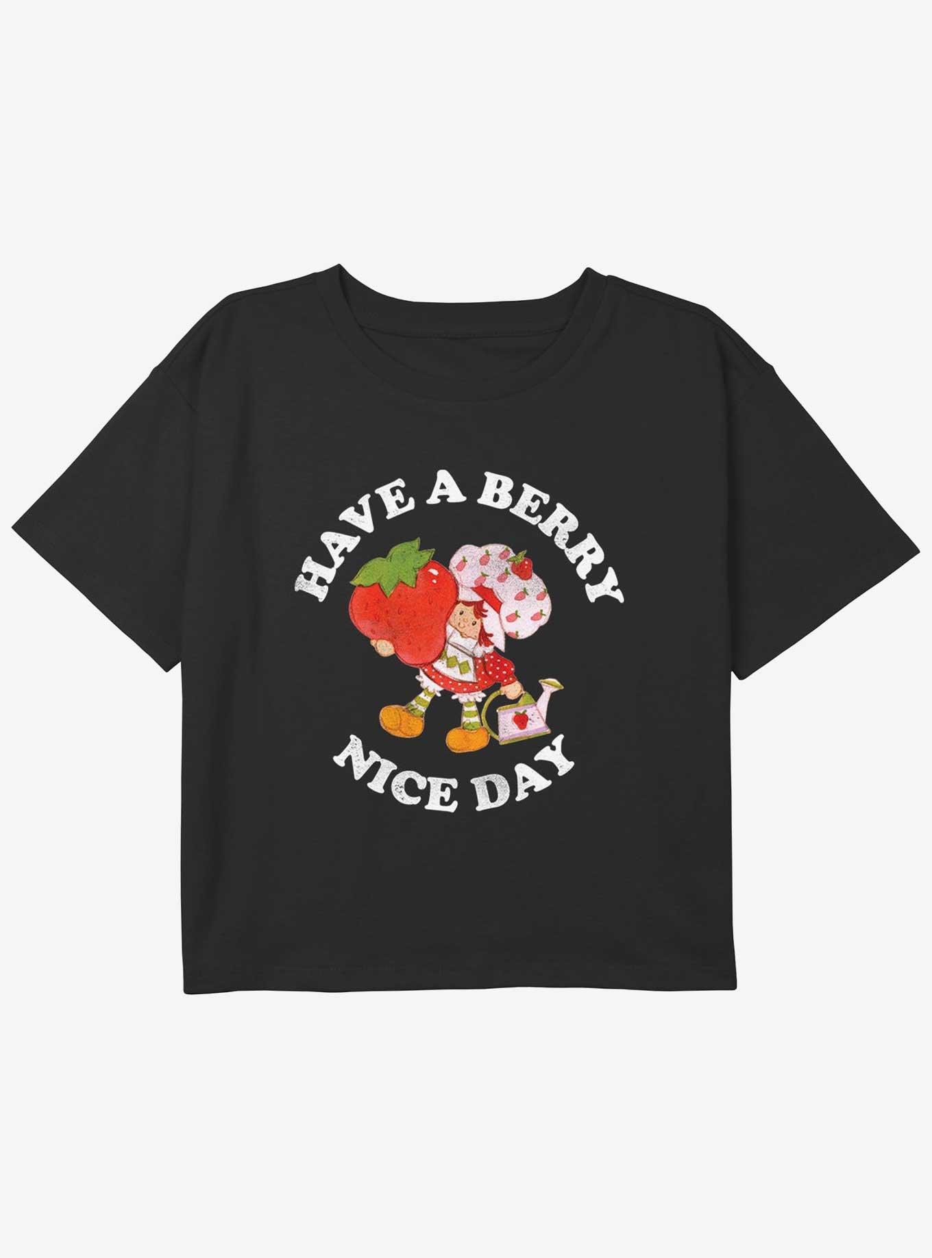 Strawberry Shortcake Have A Berry Nice Day Youth Girls Boxy Crop T-Shirt, BLACK, hi-res