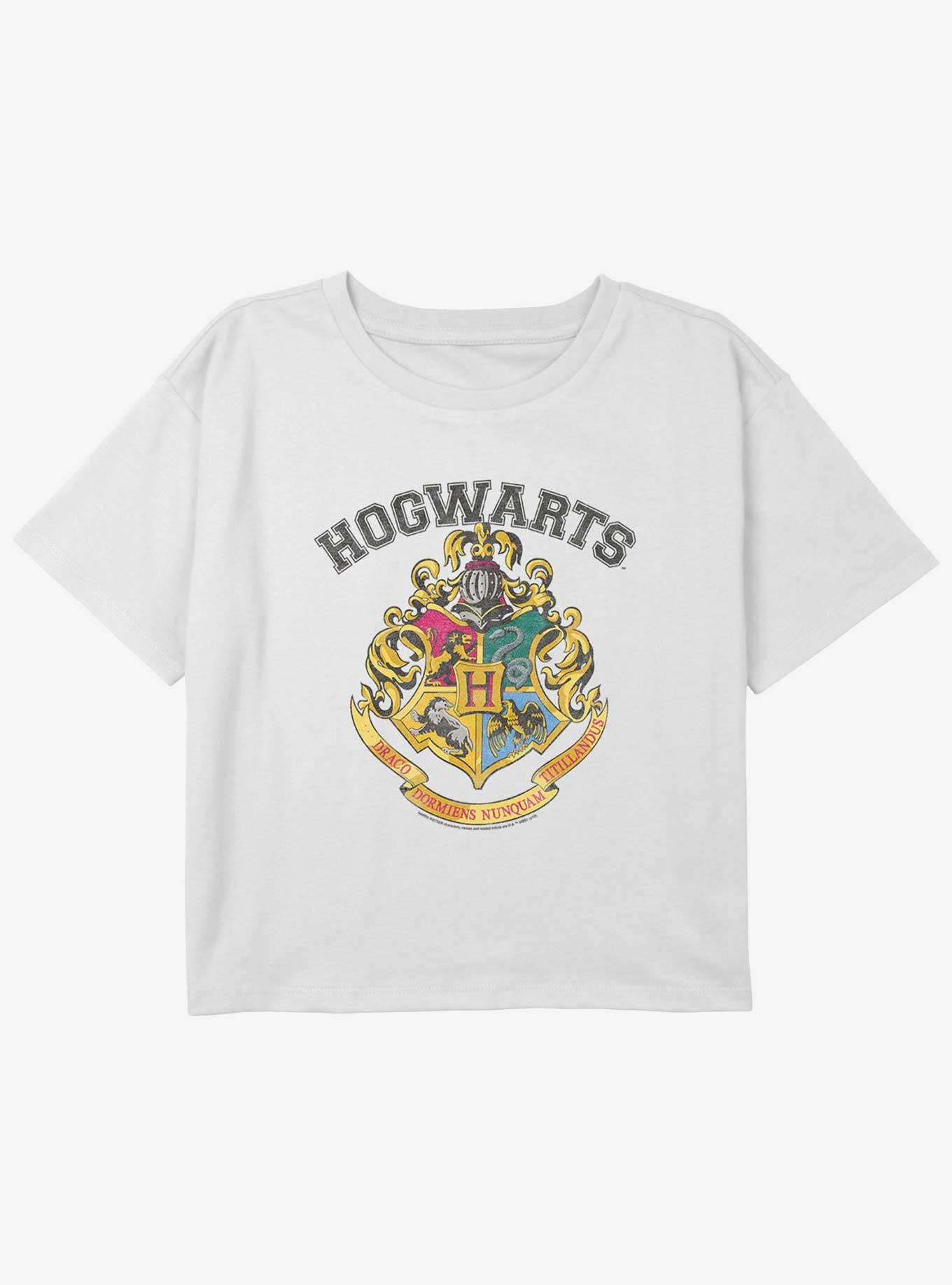 Harry Potter Hogwarts Logo Youth Girls Boxy Crop T-Shirt