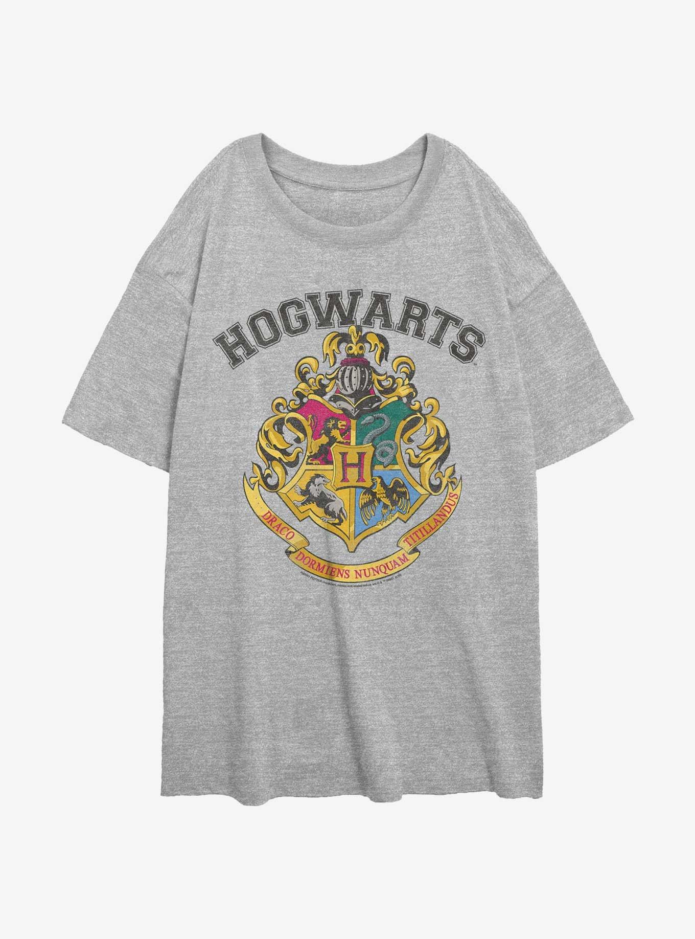 Harry Potter Hogwarts Logo Womens Oversized T-Shirt, ATH HTR, hi-res