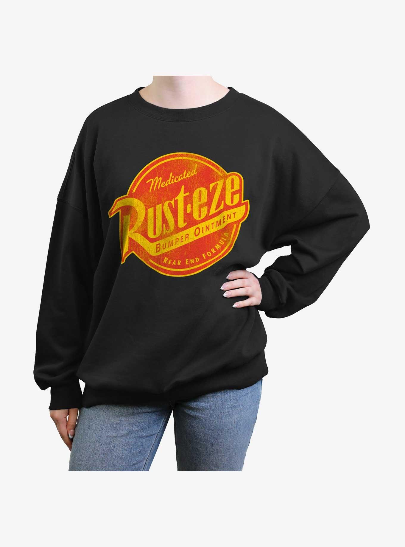 Disney Pixar Cars Rusteze Logo Womens Oversized Sweatshirt, BLACK, hi-res