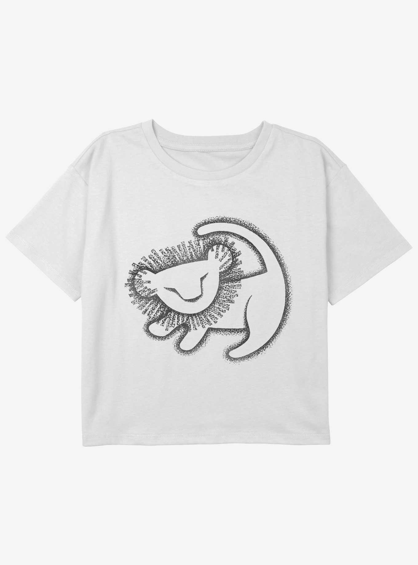 Disney The Lion King Simba Cave Painting Youth Girls Boxy Crop T-Shirt, WHITE, hi-res