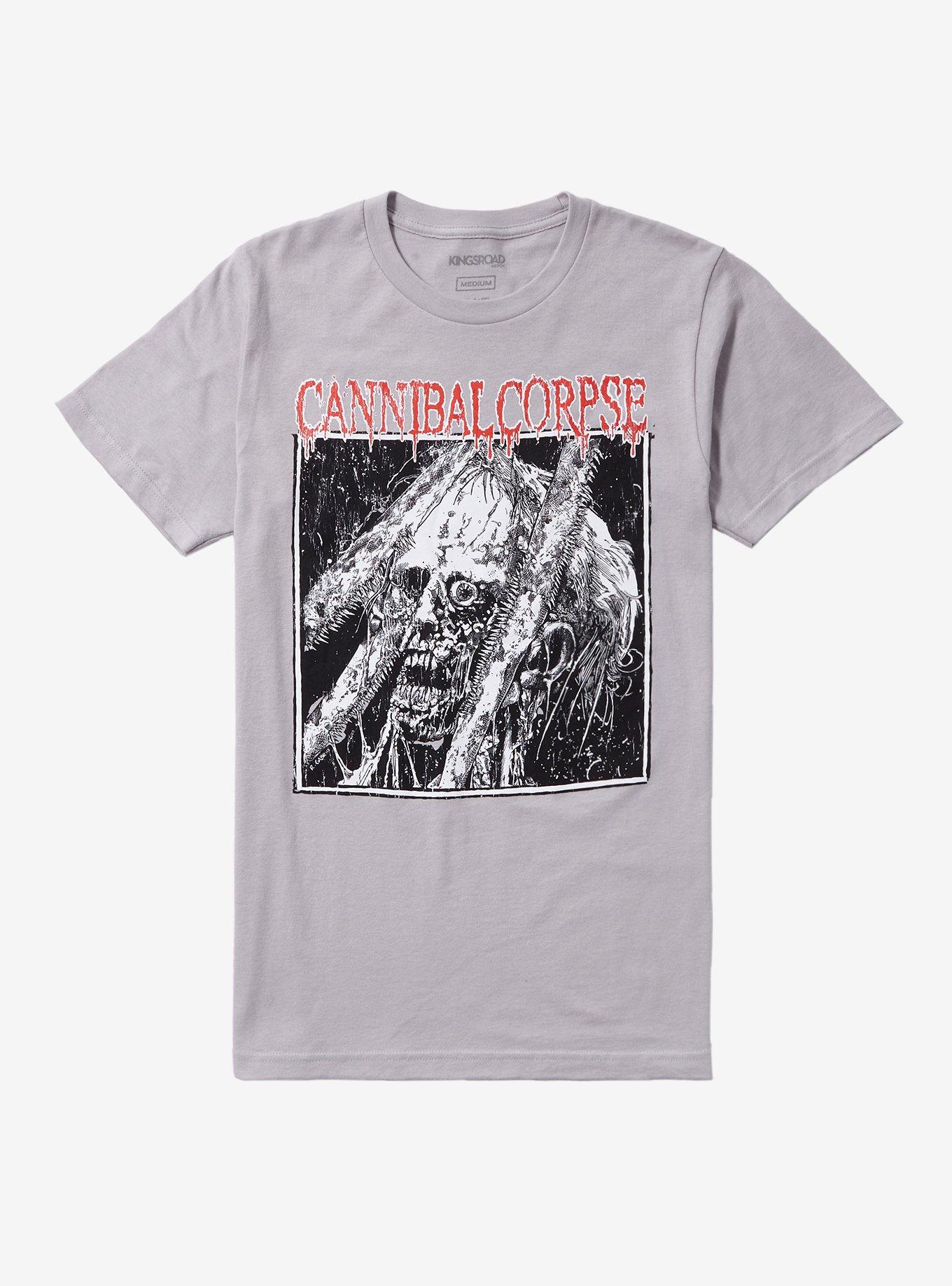 Cannibal Corpse Spike Skull Face Boyfriend Fit Girls T-Shirt, SILVER, hi-res