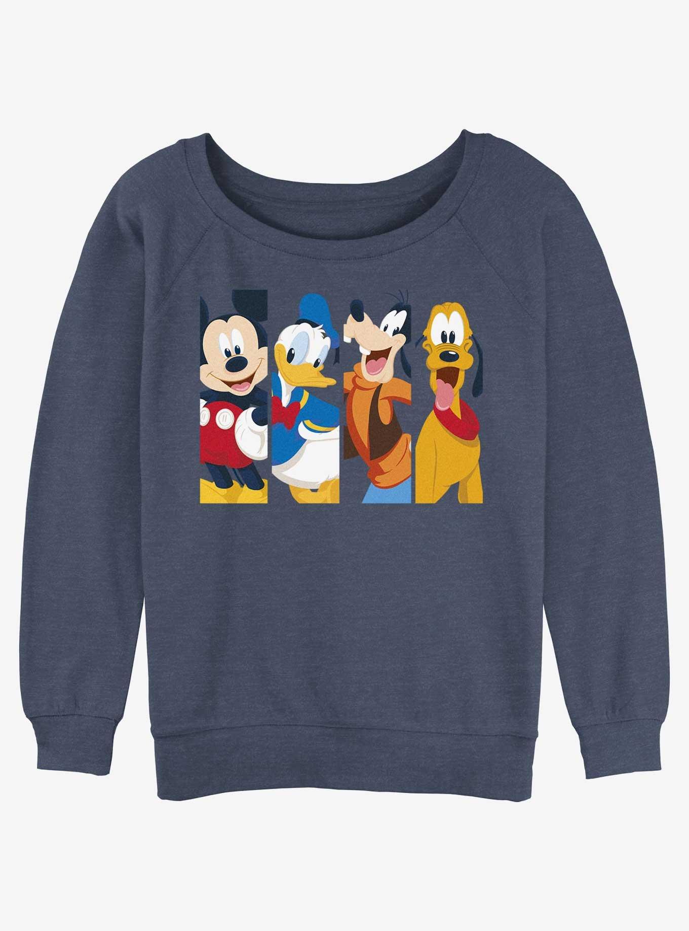 Disney Mickey Mouse Bro Time Womens Slouchy Sweatshirt, BLUEHTR, hi-res