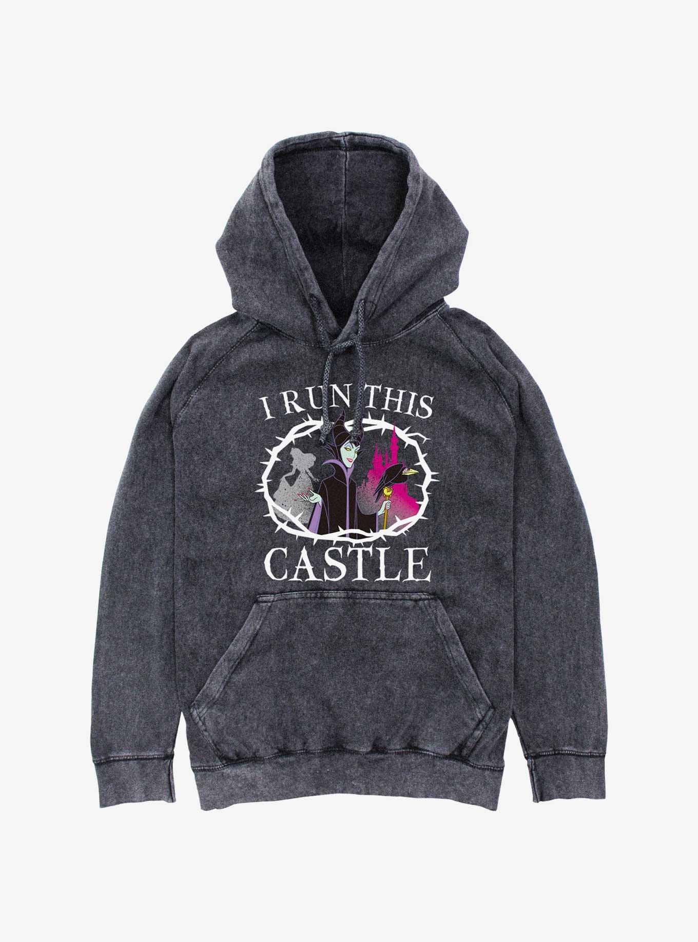 Disney Sleeping Beauty Maleficent I Run This Castle Mineral Wash Hoodie, BLACK, hi-res