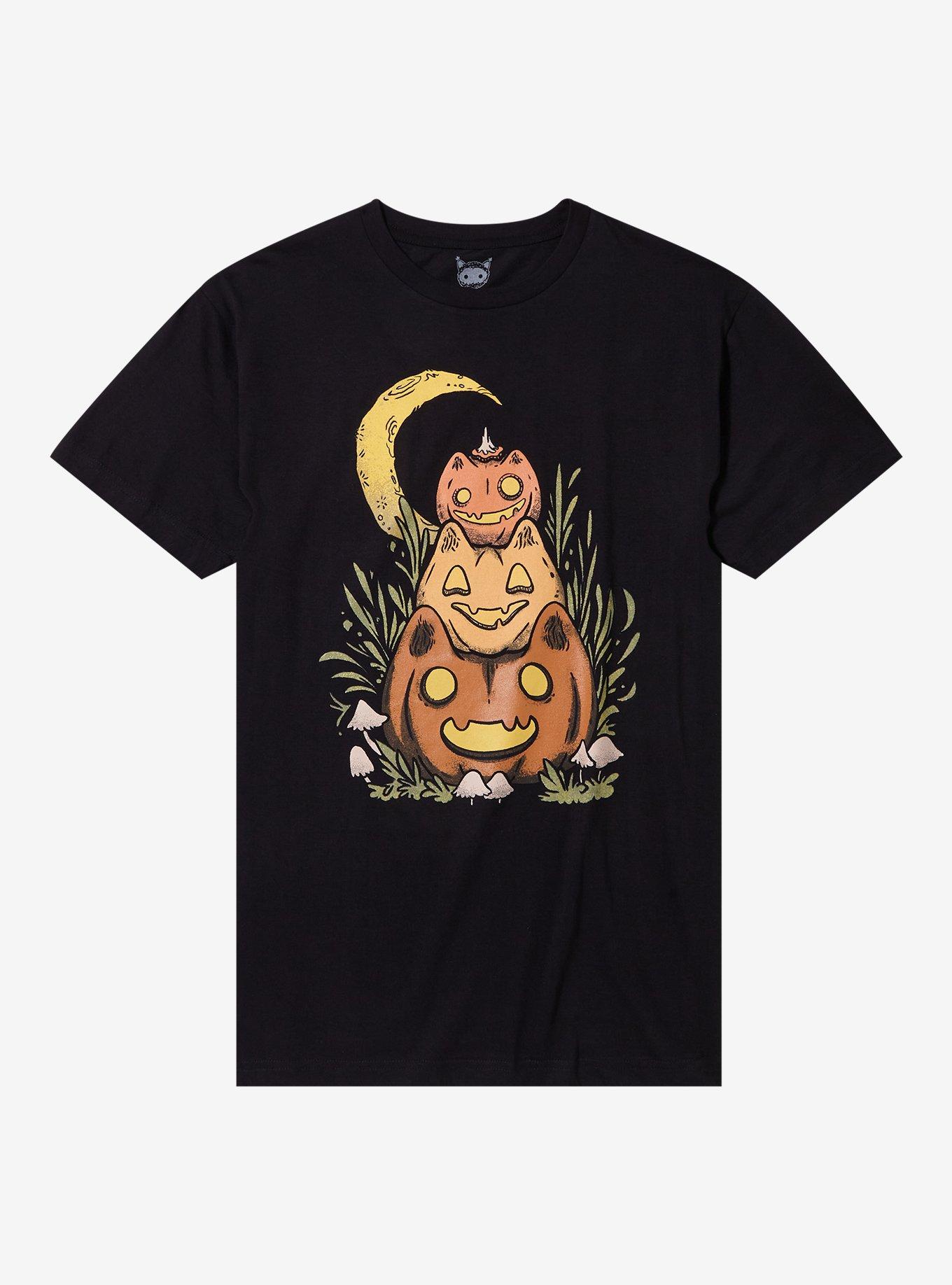 Pumpkin Cat Stack T-Shirt By Guild Of Calamity, BLACK, hi-res