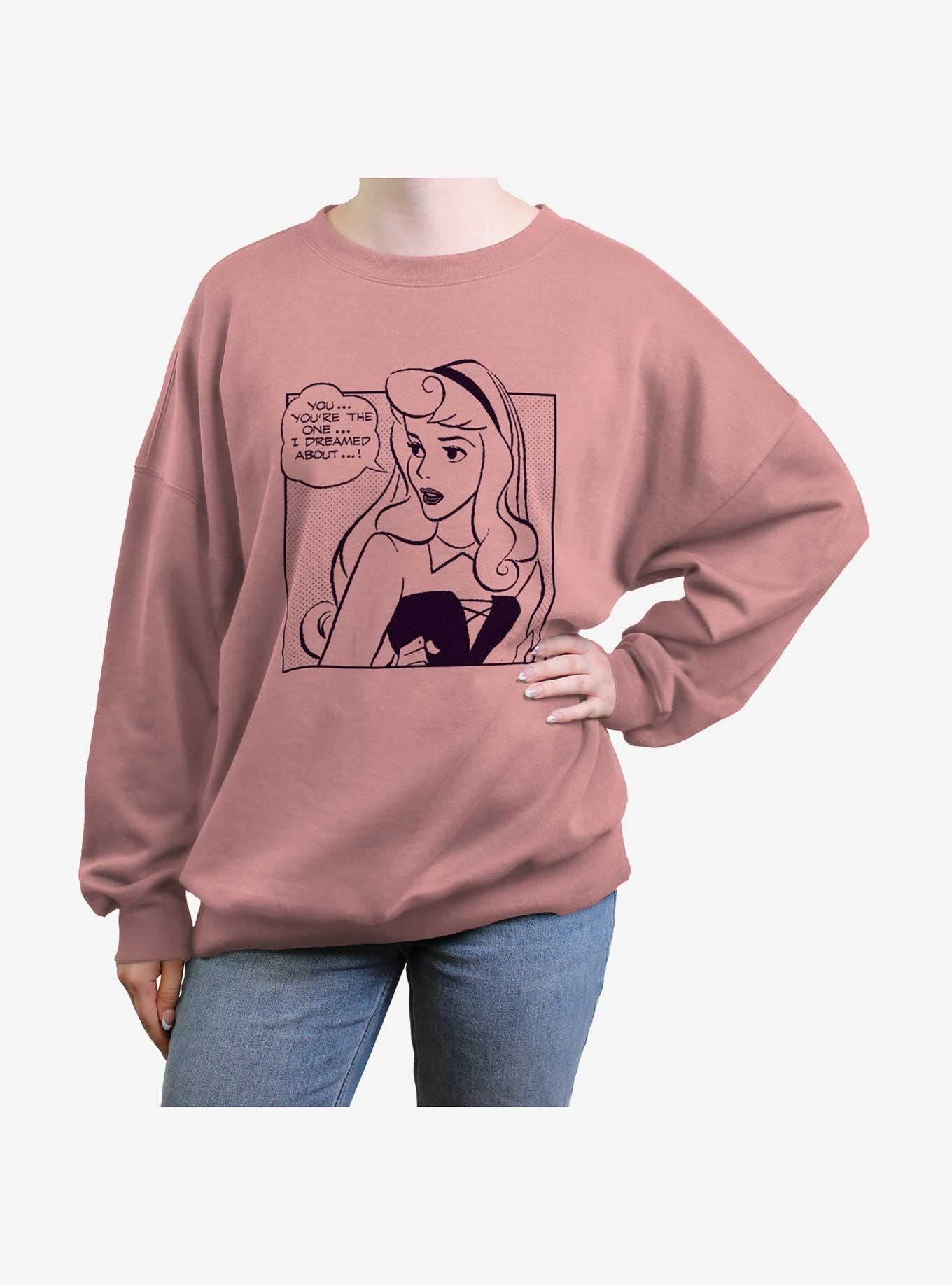 Disney Sleeping Beauty Aurora Comic Womens Oversized Sweatshirt, DESERTPNK, hi-res