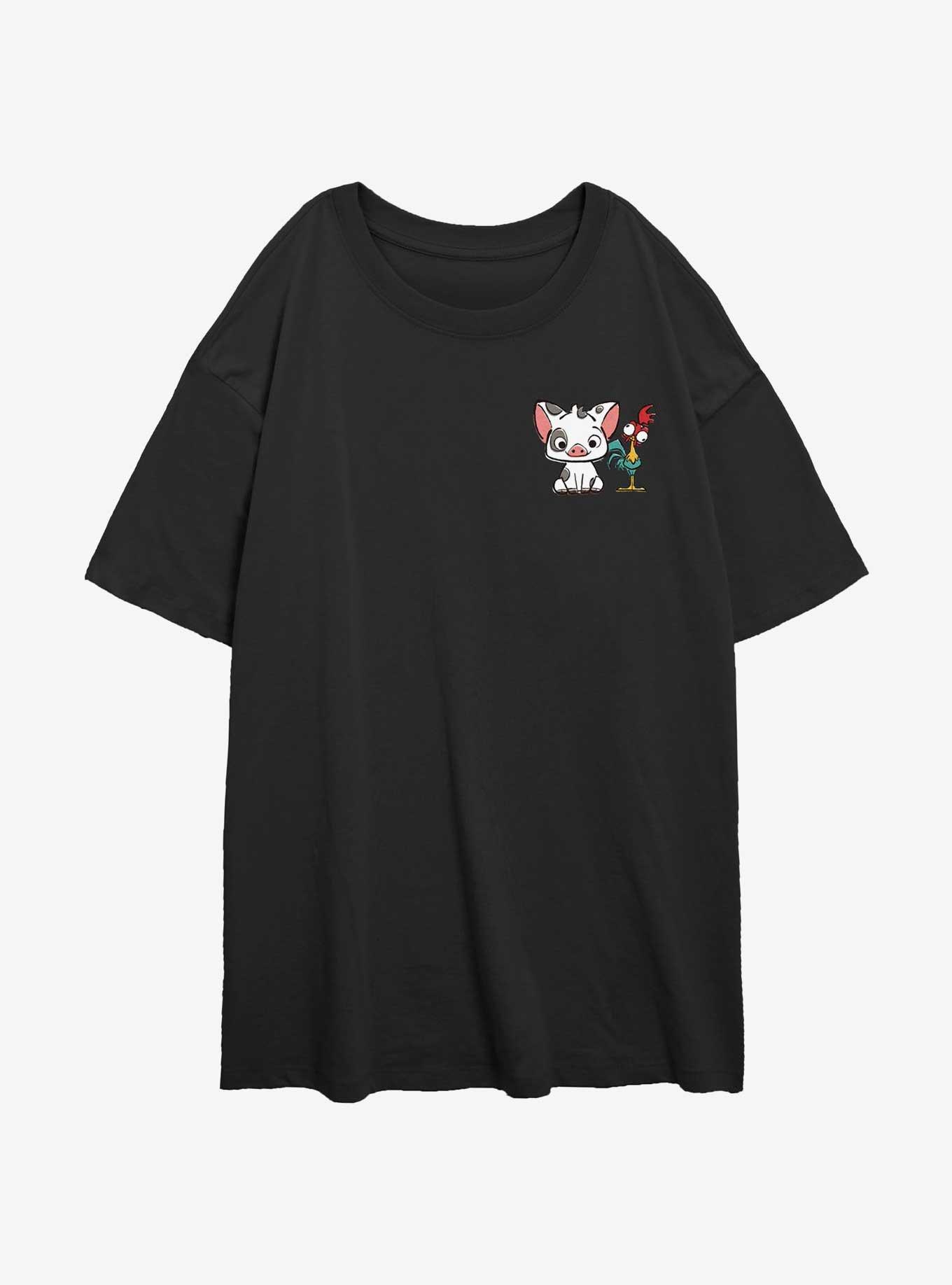 Disney Moana Pua and Hei Hei Pals Pocket Womens Oversized T-Shirt, BLACK, hi-res