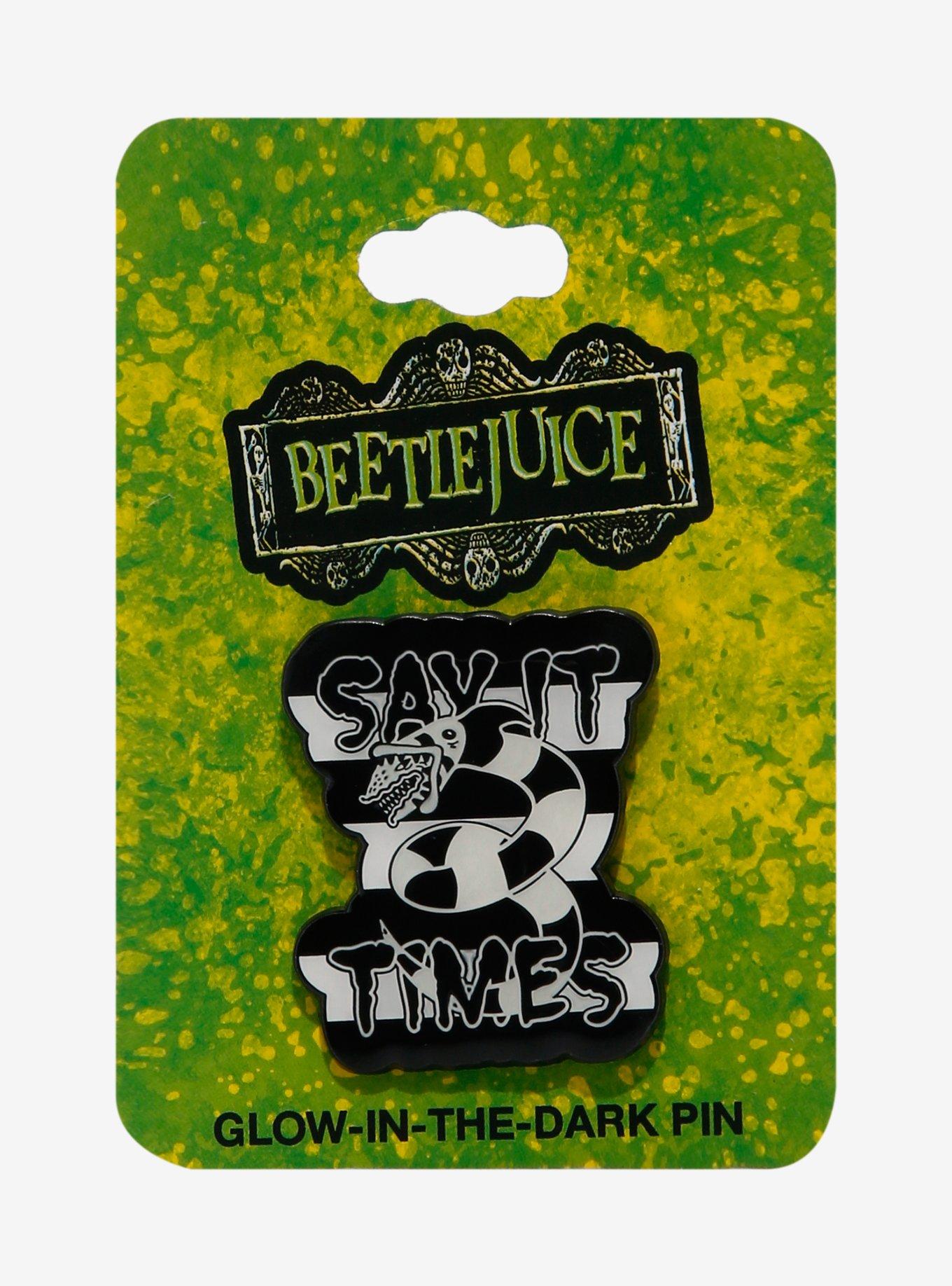 Beetlejuice Sandworm Say It 3 Times Glow-in-the-Dark Enamel Pin — BoxLunch Exclusive, , hi-res