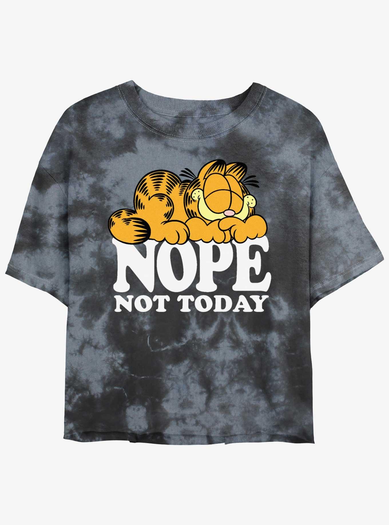 Garfield Nope Not Today Girls Tye-Dye Crop T-Shirt, BLKCHAR, hi-res