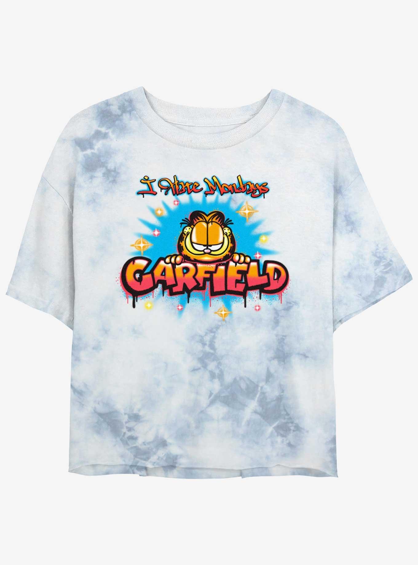 Garfield Airbrush I Hate Monday's Girls Tye-Dye Crop T-Shirt, , hi-res