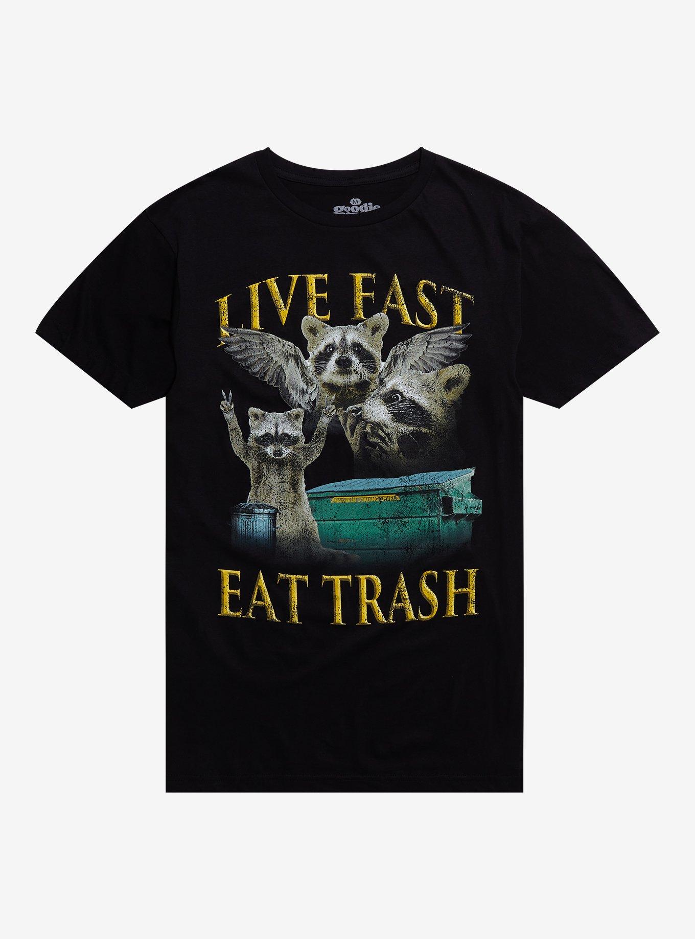 Live Fast Eat Trash Raccoon T-Shirt By Goodie Two Sleeves, , hi-res
