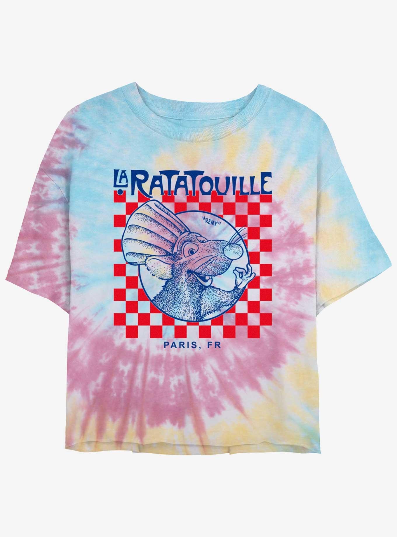 Disney Pixar Ratatouille Delivery Box Womens Tie-Dye Crop T-Shirt, BLUPNKLY, hi-res