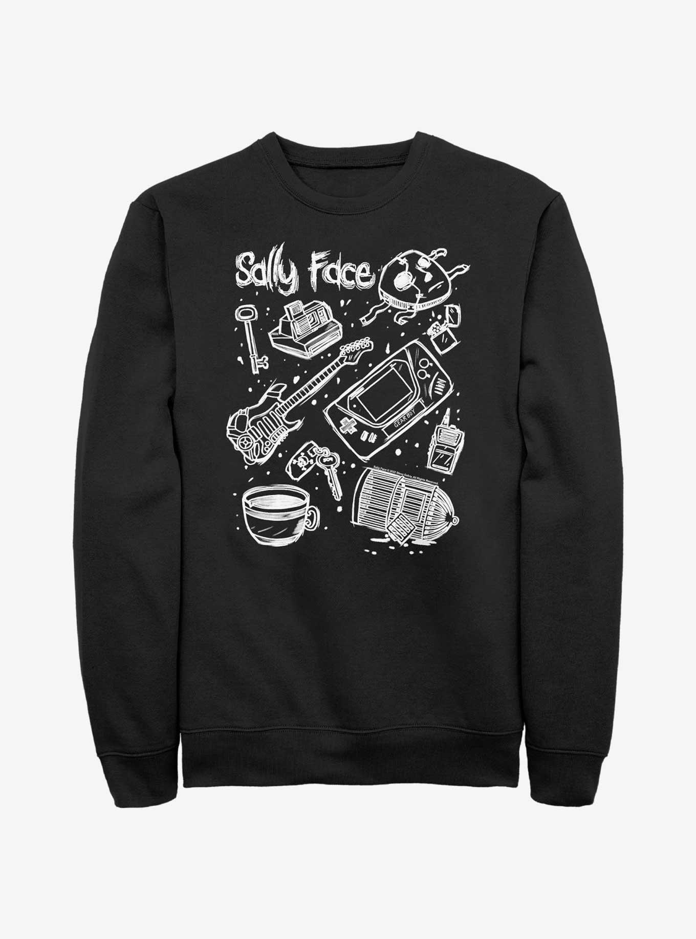 Sally Face Doodles Sweatshirt, BLACK, hi-res