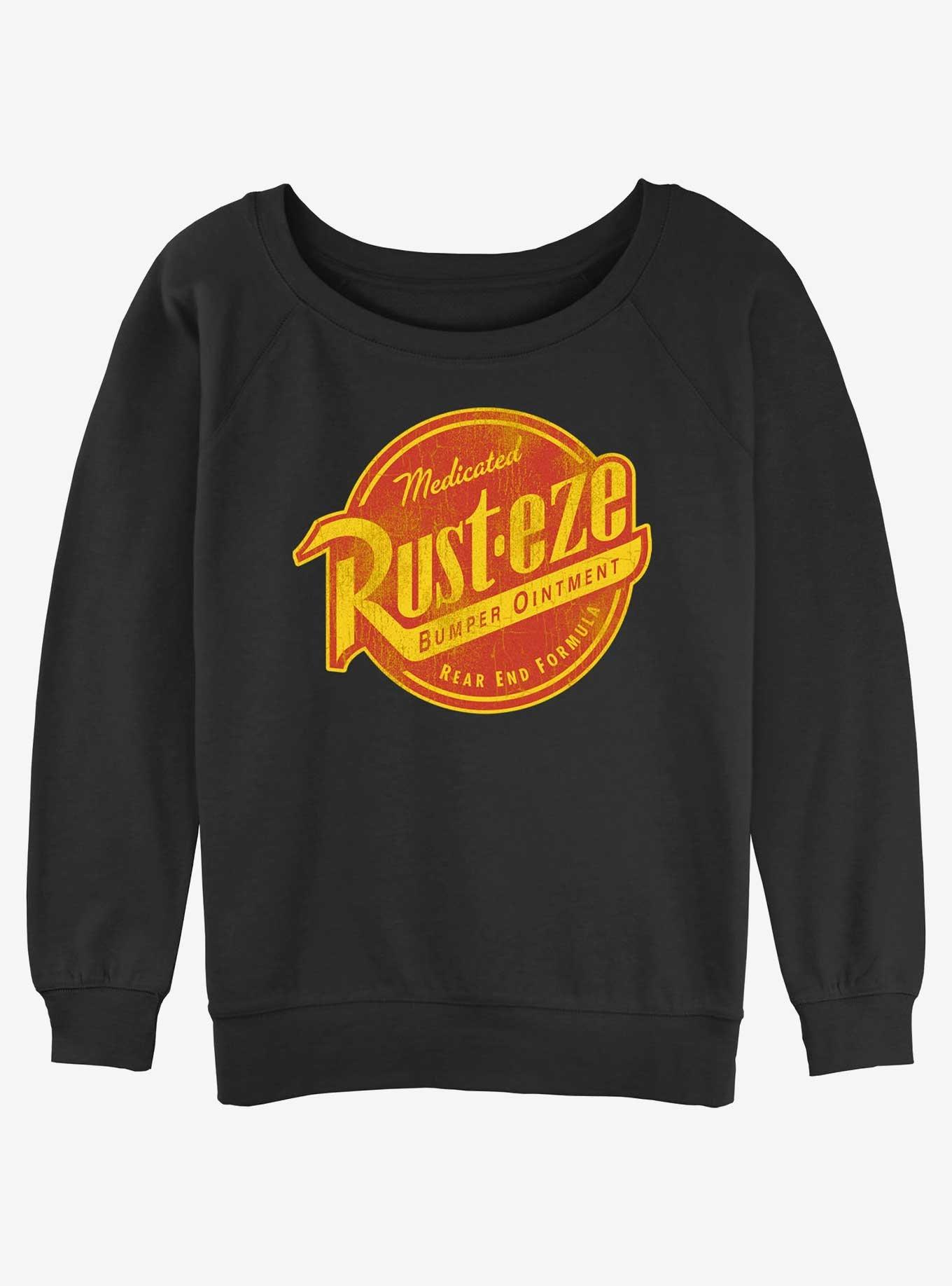 Disney Pixar Cars Rusteze Logo Womens Slouchy Sweatshirt, BLACK, hi-res