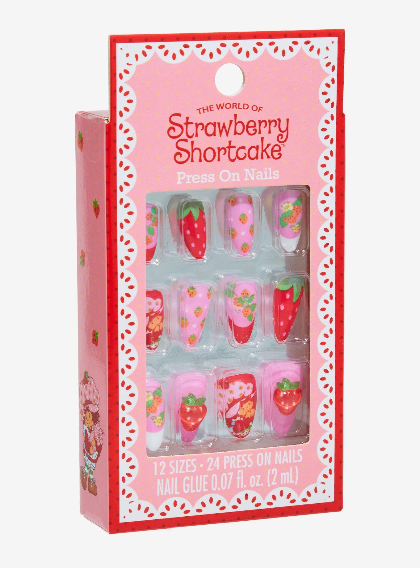 Strawberry Shortcake Patterned Almond Shape Press On Nails, , hi-res