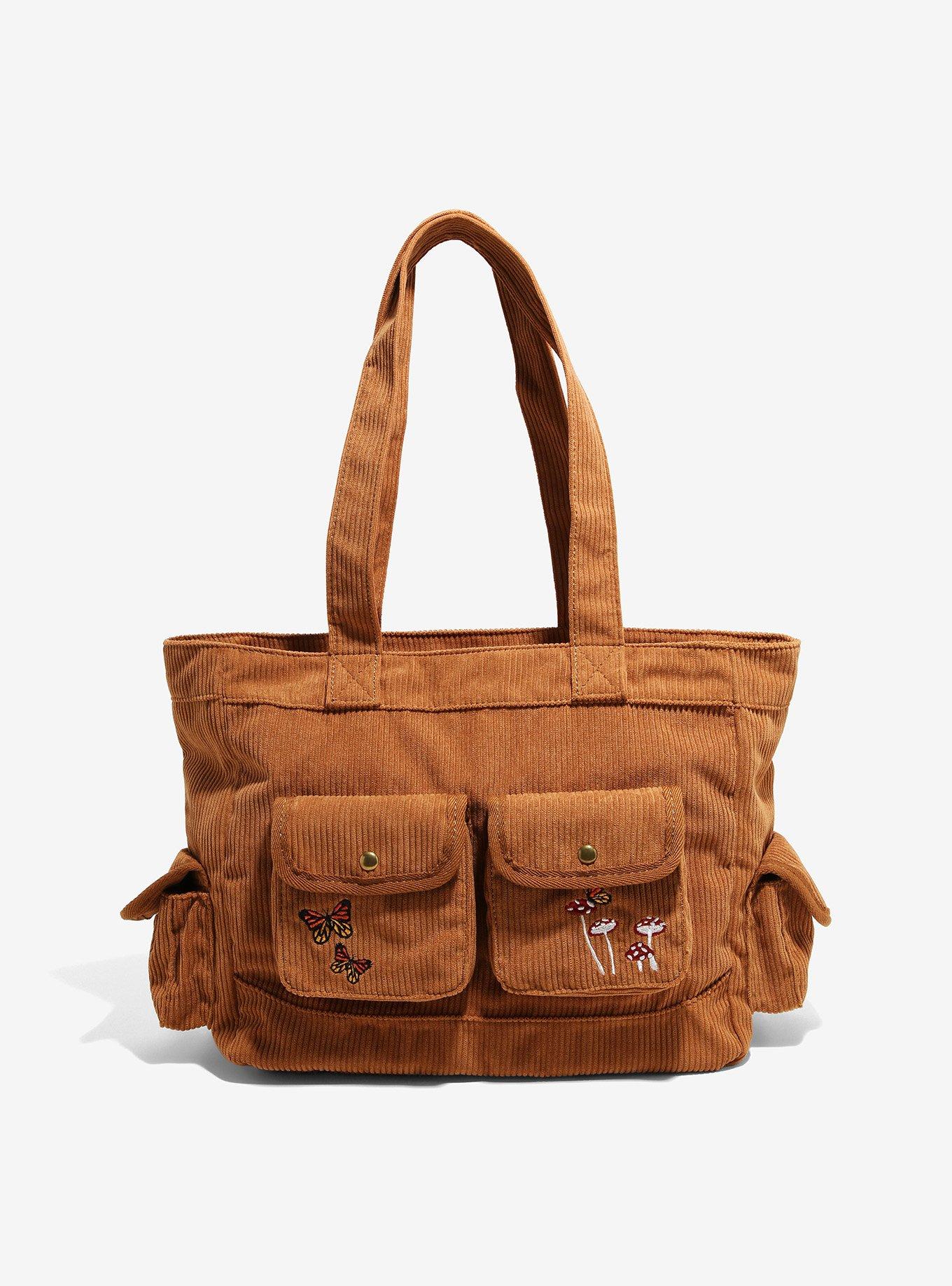 Mushroom Brown Corduroy Shoulder Bag, , hi-res